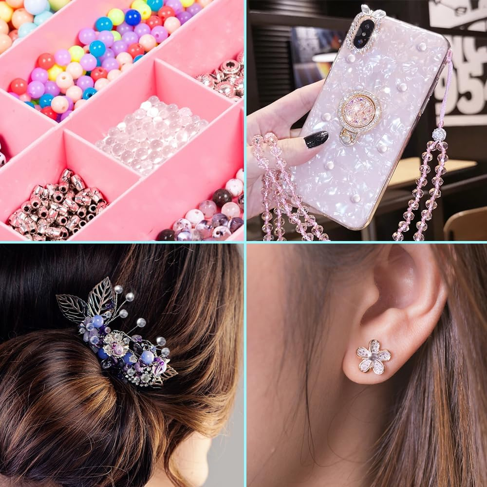 Sourceton 100 Pieces Quartz Pearl Balls Insert, Quartz Pearl Balls Beads for DIY Crafts Jewelry Making Supplies Home Decorations (Transparent,4Mm,6 Mm)