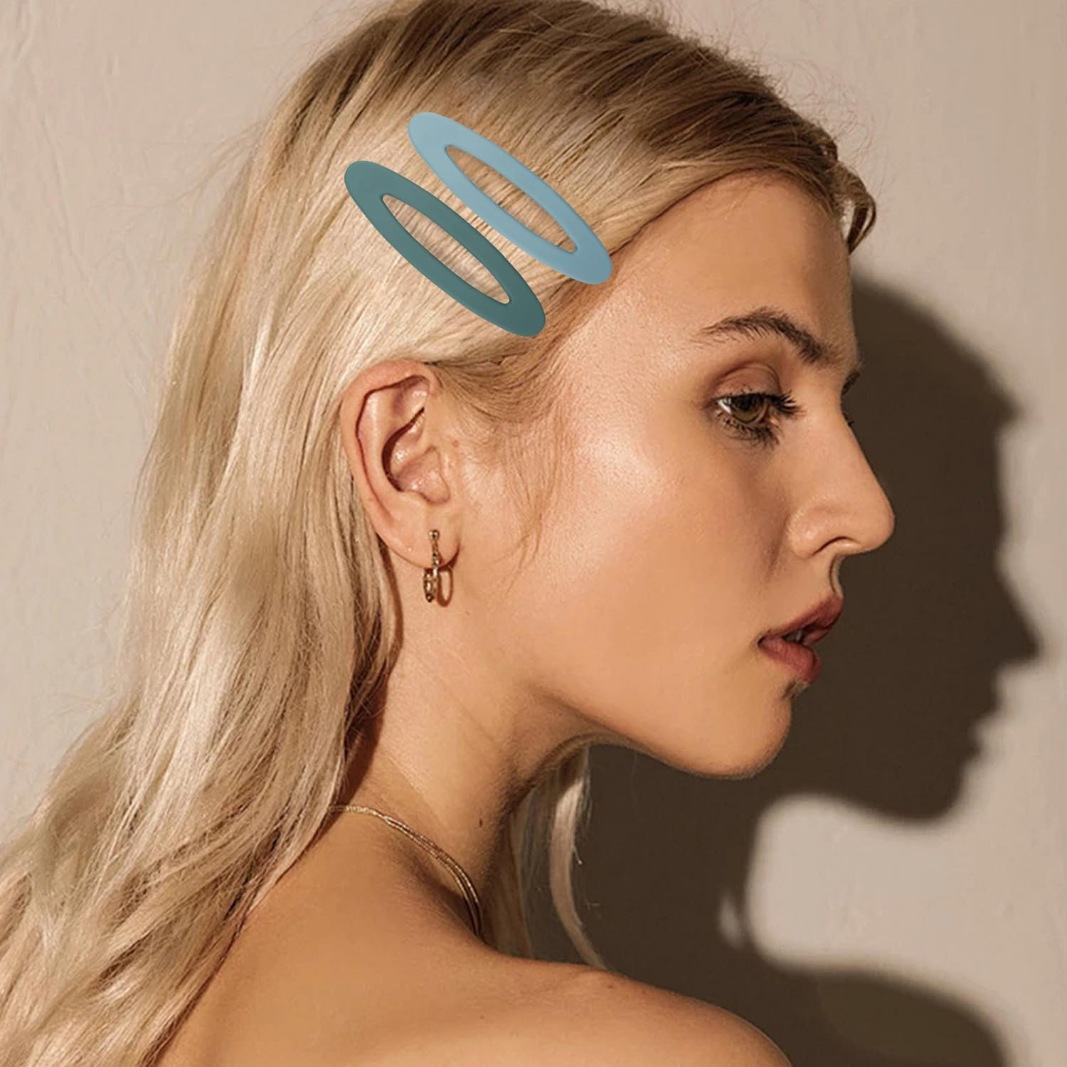 4Pcs 3.5 Inch/9Cm Large Snap Hair Clips, Matte Snap Hair Clips Blue Tone Hair Clip Medium Barrettes Hair Accessories No Slip Snap Clips for Girls and Women Hair Decortions image number 5