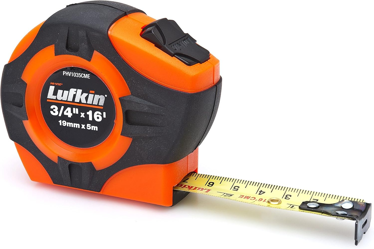 Lufkin Crescent 3/4" X 5M/16' P1000 Series Hi-Viz&reg; Orange Sae/Metric Yellow Clad A30 Blade Power Return Tape Measure - PHV1035CMEN