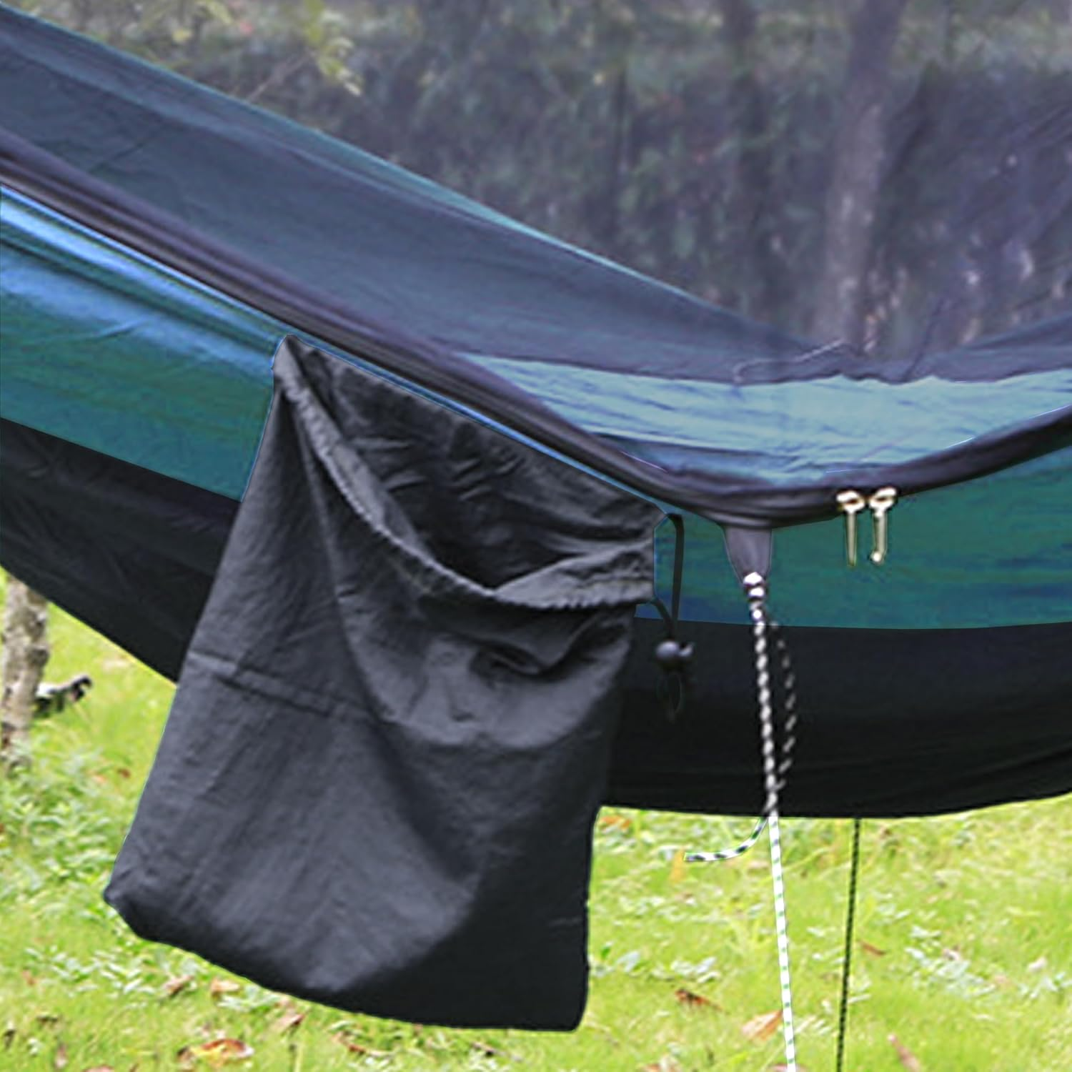 Hammock Swing, Ultra - Light & Portable Automatic Quick - Opening Mosquito Net Hammock Tent, Outdoor Double - Person Lay Flat Hammock Tree Tent,Parachute Cloth Travel Camping Hammocks, Sky Blue