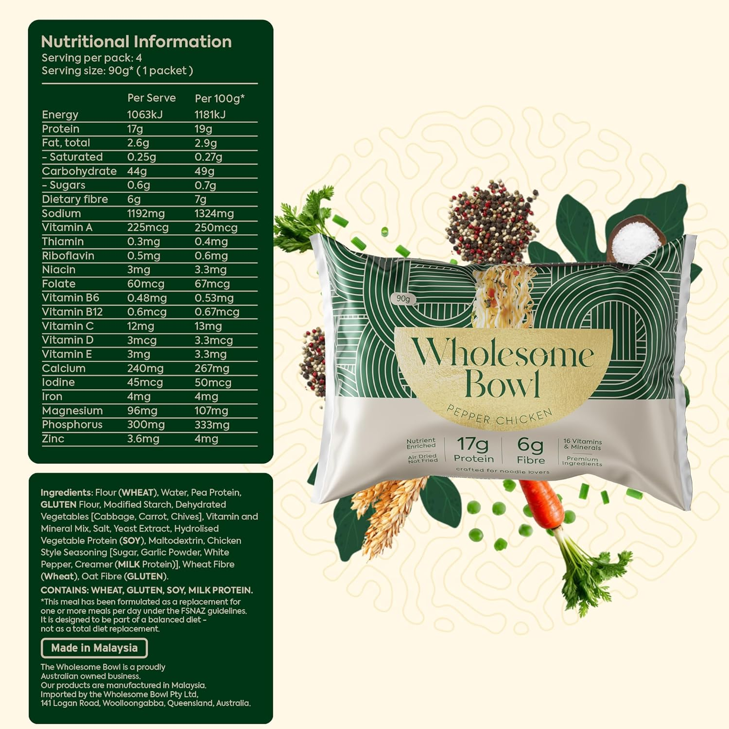 Wholesome Bowl Noodle Pack - Pepper Chicken 4X90G - Pack Of 2 image number 7