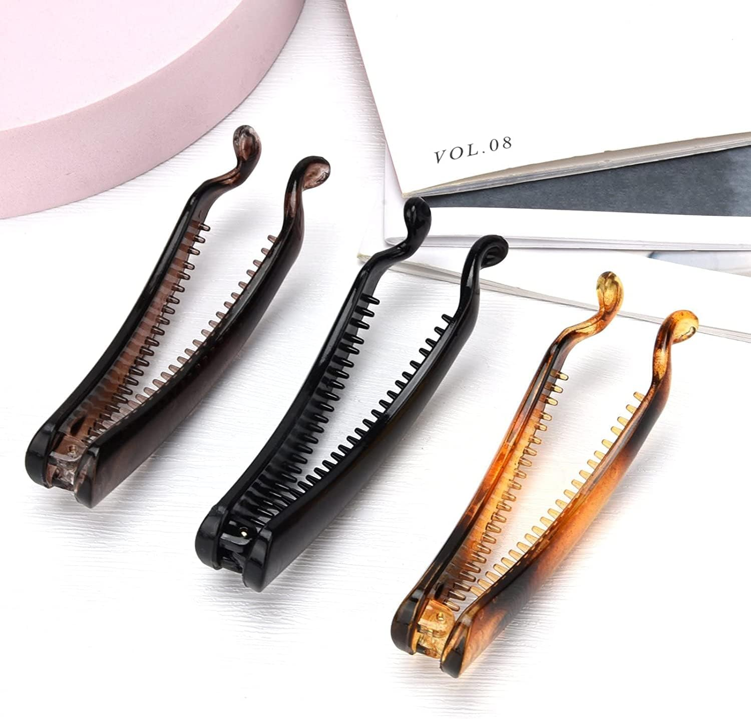 Apricitie Pack of 3 Banana Hair Clips, Hair Clips, Vintage Banana Hair Clips, Fish Clips for Long Hair, Banana Clips, Comb Fish Clips, Banana Hair Comb, for Women and Girls image number 6