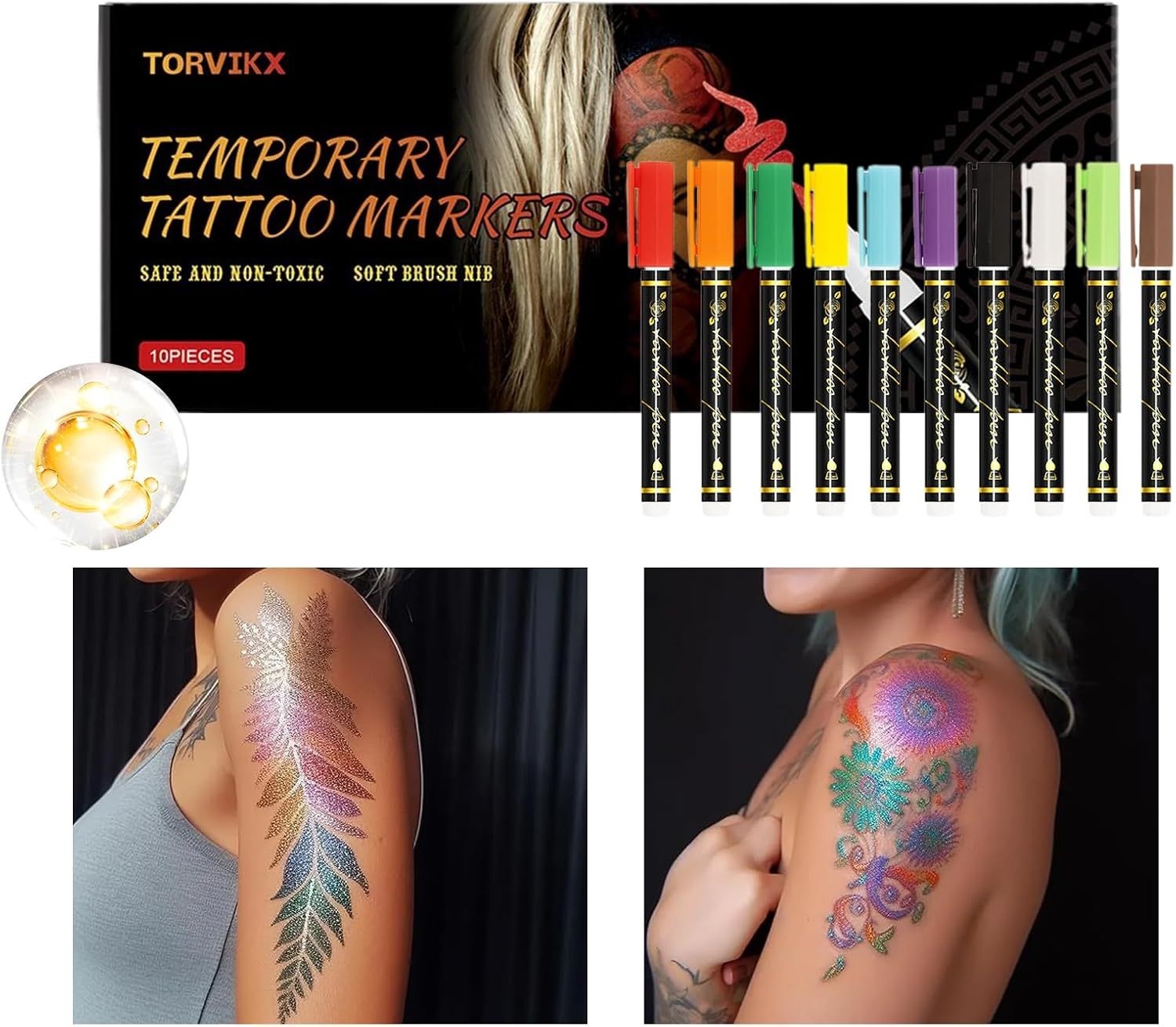 Body Pens,10 Colors Skin-Friendly Face Paint - Creative Skin Markers,For Teens Adults Birthday Party Cosplay Festival Makeup Role-Playing Gathering