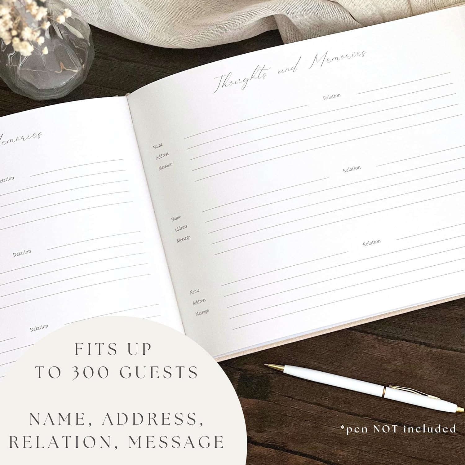 Funeral Guest Book for 2025 Celebration of Life Memorial Service - Leather Memory Book for Funeral Guests to Sign in with Condolence Memory Table Sign & Back Pocket - Blue Guestbook image number 4