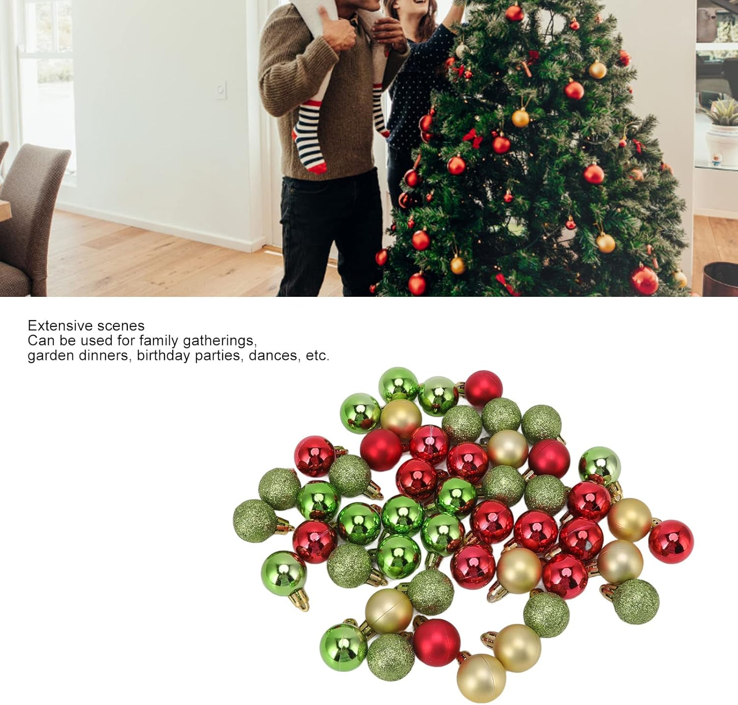49PCS Mini Christmas Ball Ornaments, Mini Christmas Tree Decorative Balls Small Shatterproof Christmas Baubles for Xmas Christmas Tree, Christmas Wreath Ornaments and Party Decor image number 6