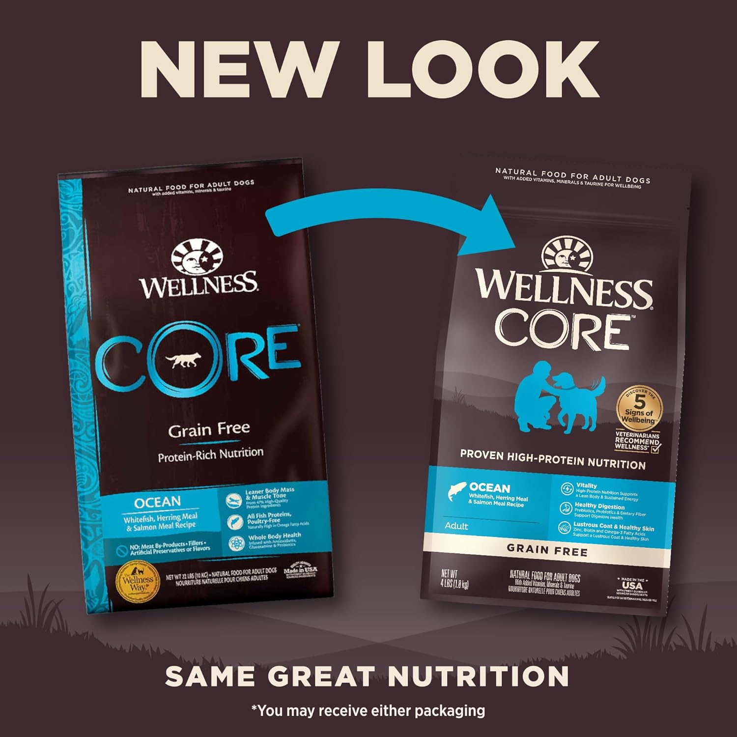 Wellness CORE Dry Dog Food, Grain-Free, High Protein, Natural, Ocean Whitefish, Herring, & Salmon Recipe, (1.8Kg Bag) image number 2