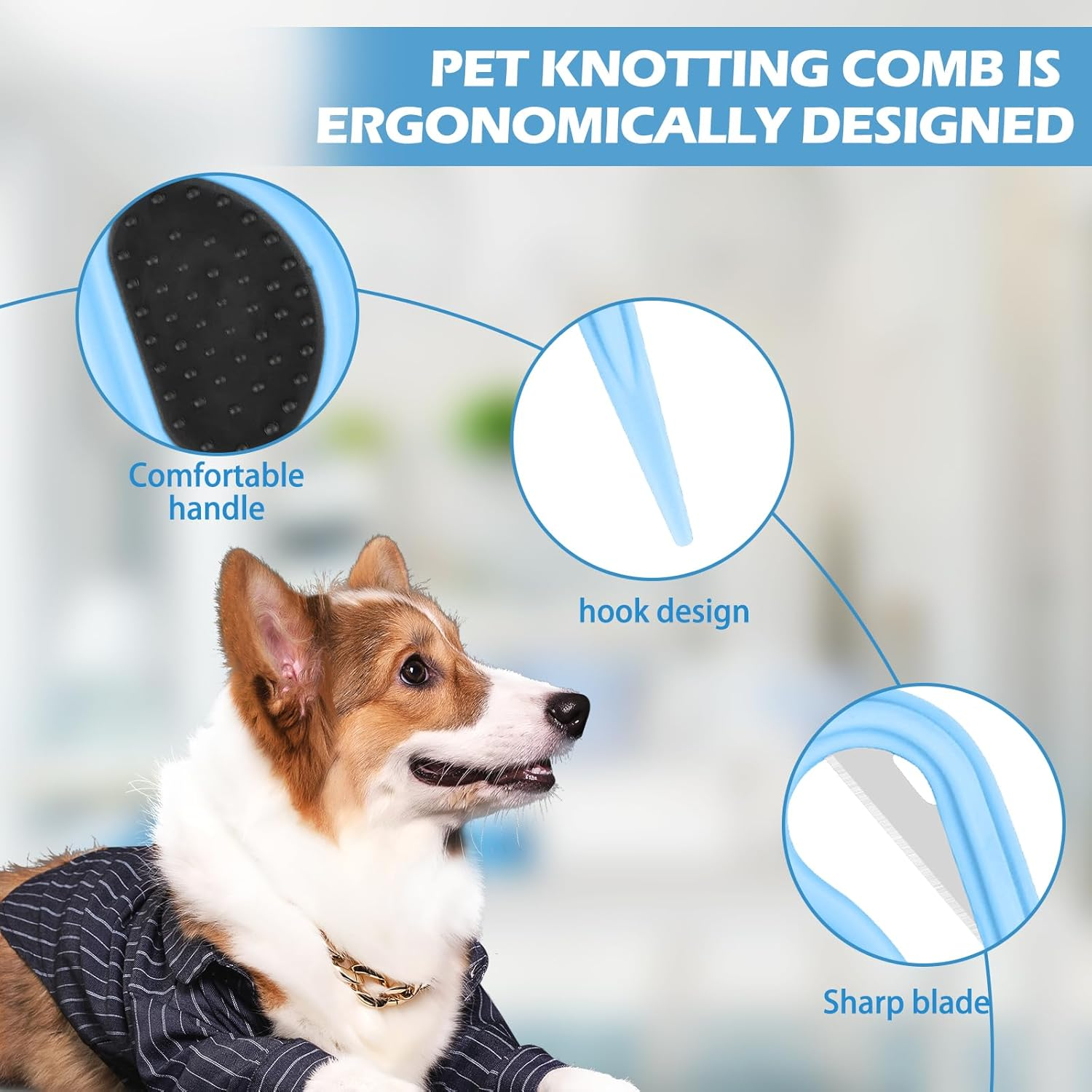 Pack of 2 Knot Comb Beauty Tools Pet, Detangling Knife Cat, Spill Hair Removal Comb for Dogs, Dog Groomer, Fur Comb for Pets, Undercoat Duster, Pet Knotting Comb