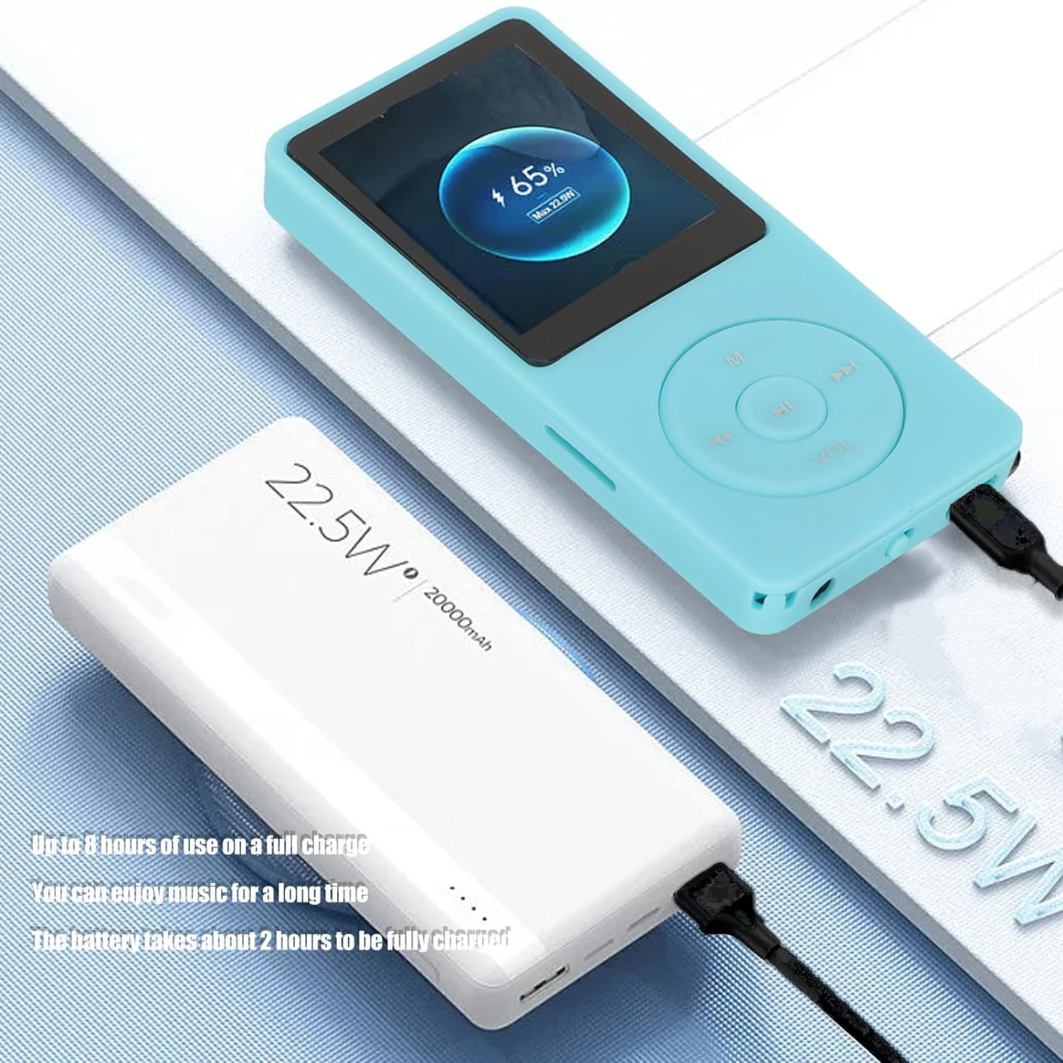 Mp3 Player MP4 Player, Ultra Thin 1.8 Inch LCD Portable Lossless Mp3 Music Player with HD Speaker, FM Radio, Voice Recorder and E Book, MP4 Player with Earphone for Kids Adults (Blue)