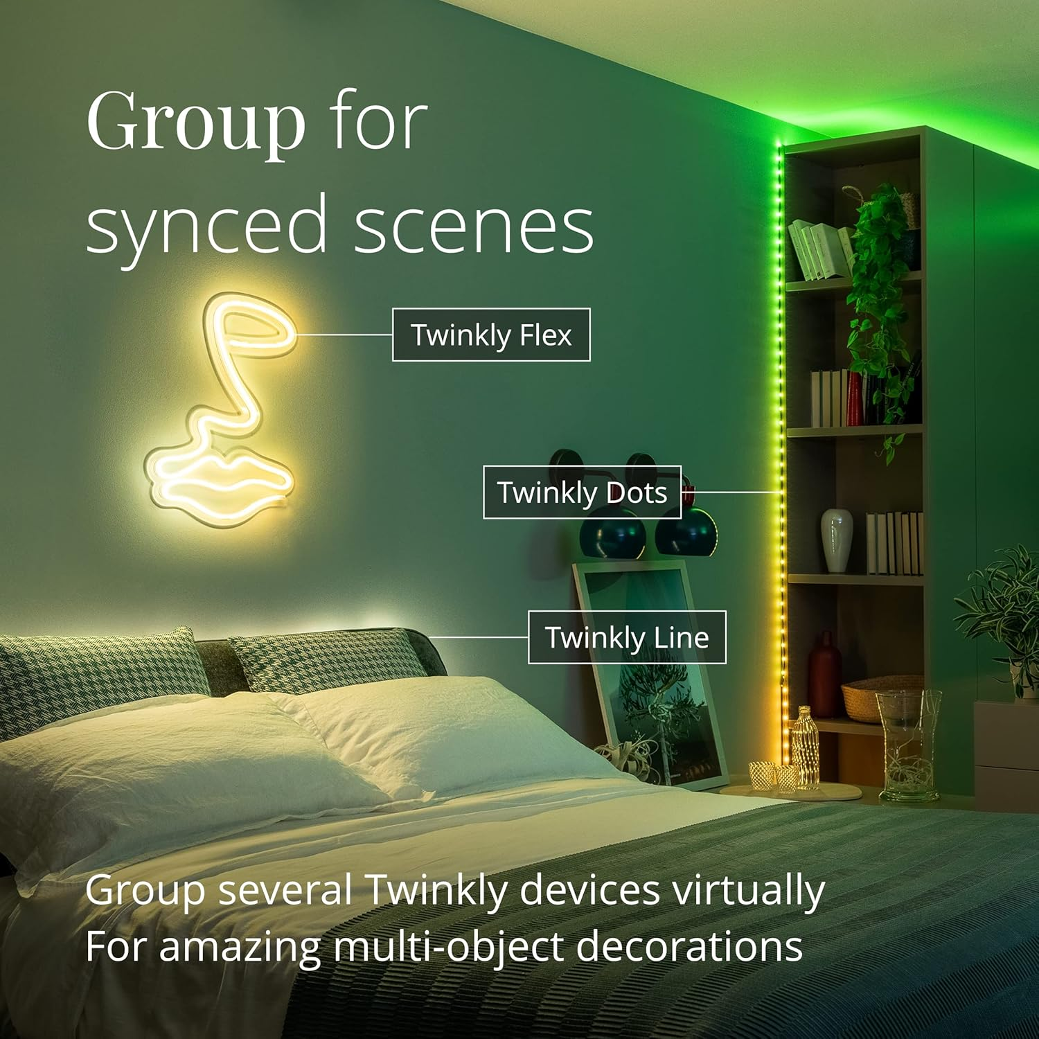 Twinkly Flex 3M, LED Tube Multicolor, RGB LED Strip Flexible, Compatible with Home Kit, Alexa and Google Home, Gaming Lights, 16 M+ Colors, USB C Power, App Control, White Wire image number 3