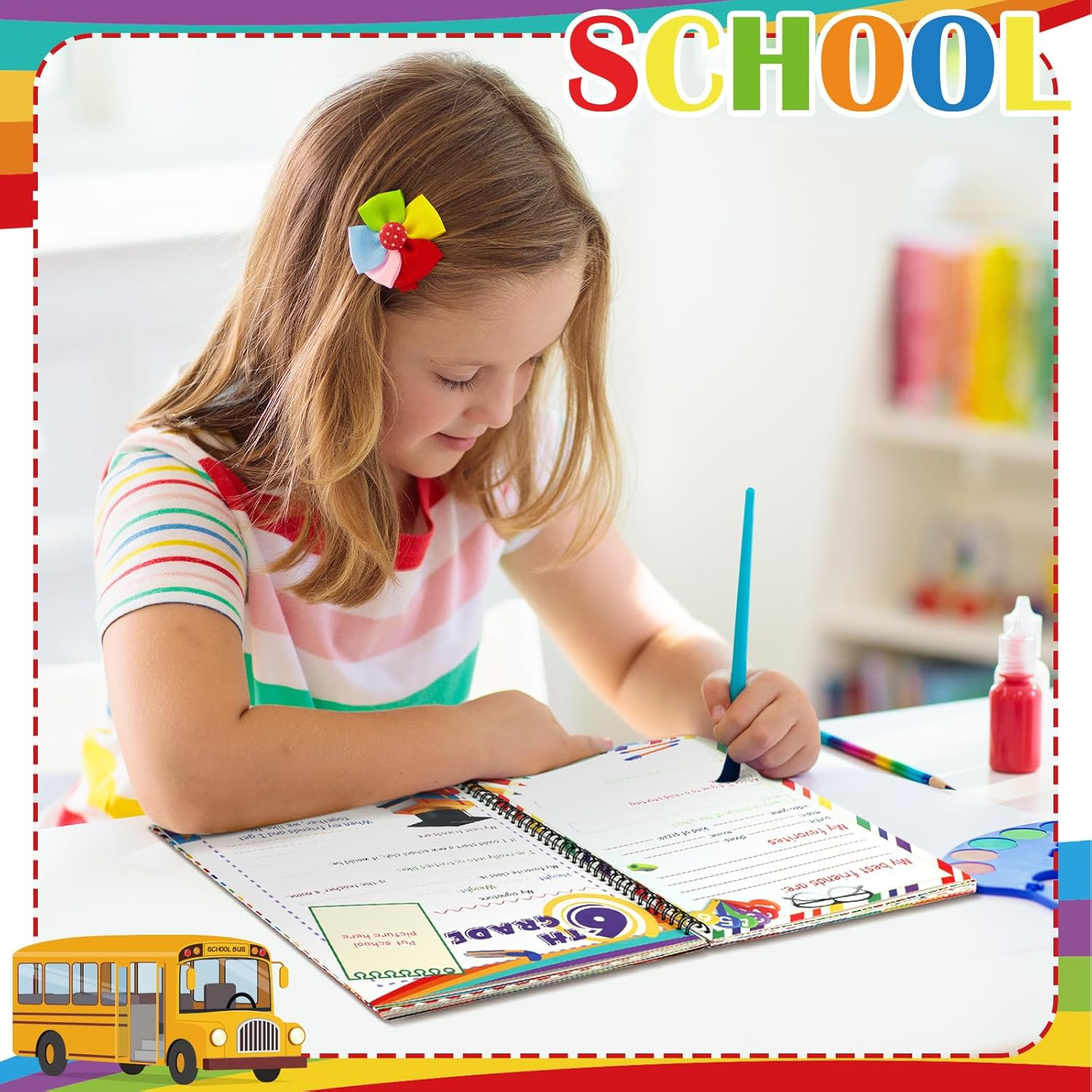 School Memory Book Photo Album for Kids, School Years Keepsake Book Album Scrapbook from Preschool through 12Th Grade with 14 Pocket for Storage Portfolio Every Grade Pictures (Rainbow) image number 2