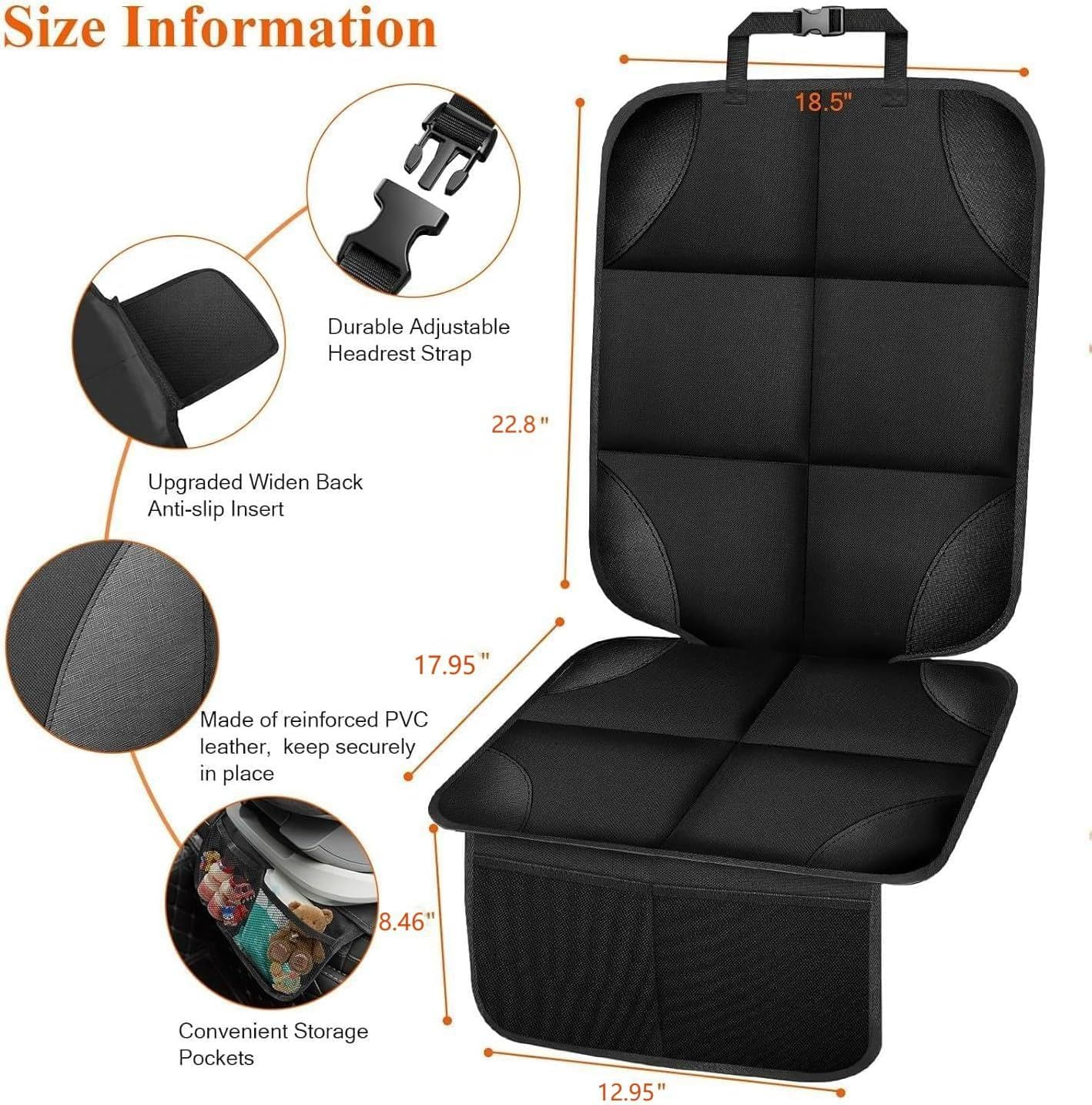 Car Seat Protector with Thick Padding & Anti-Slip Backing, Waterproof Seat Cover for Baby Car Seat, 600D Fabric with Storage Pocket image number 1