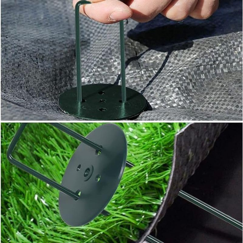 80PCS Garden Turf U Pins,Garden Pegs Pins Ground Stakes Staples Spikes U Shaped Lawn Spikes for Grass Weed Barrier Sod Fabric, Corrosion Resistant(Green) image number 1