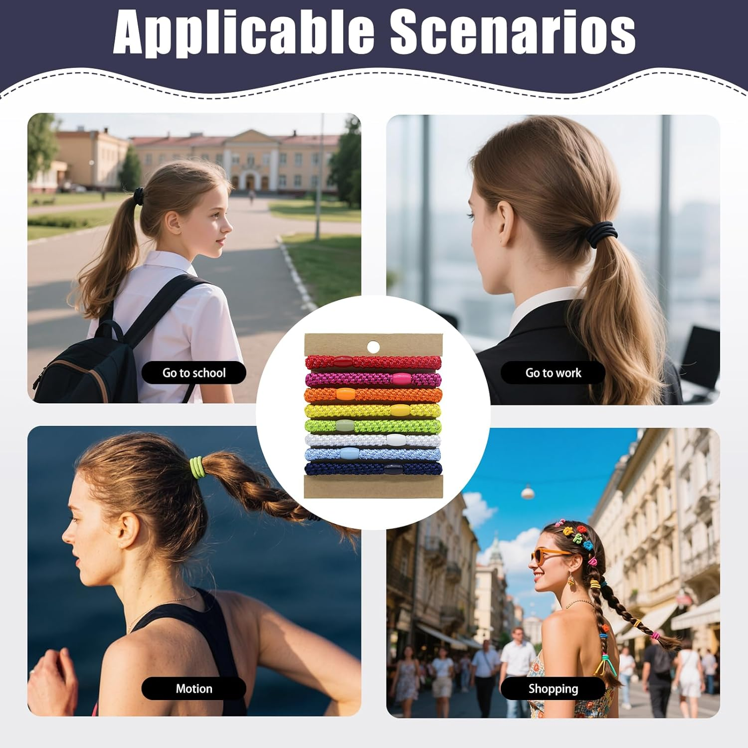 Tiyiyok Girls' Hair Bobbles Pack of 8, Small and Colourful Hair Bands with Stylish Design for Women, Girls and Children with Fine Hair, Coarse Hair, Medium or Long Hair image number 5