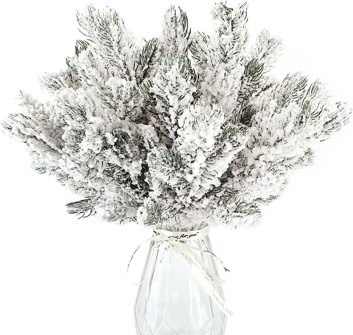 24Pcs Snowy Artificial Pine Needles Branches Twigs 10.6" Fake Frosted Pine Picks Greenery Stems Christmas Pine Tree Picks Winter Fir Pine Sprays Sprigs for Crafts Wreaths Garlands Holiday Decor image number 4