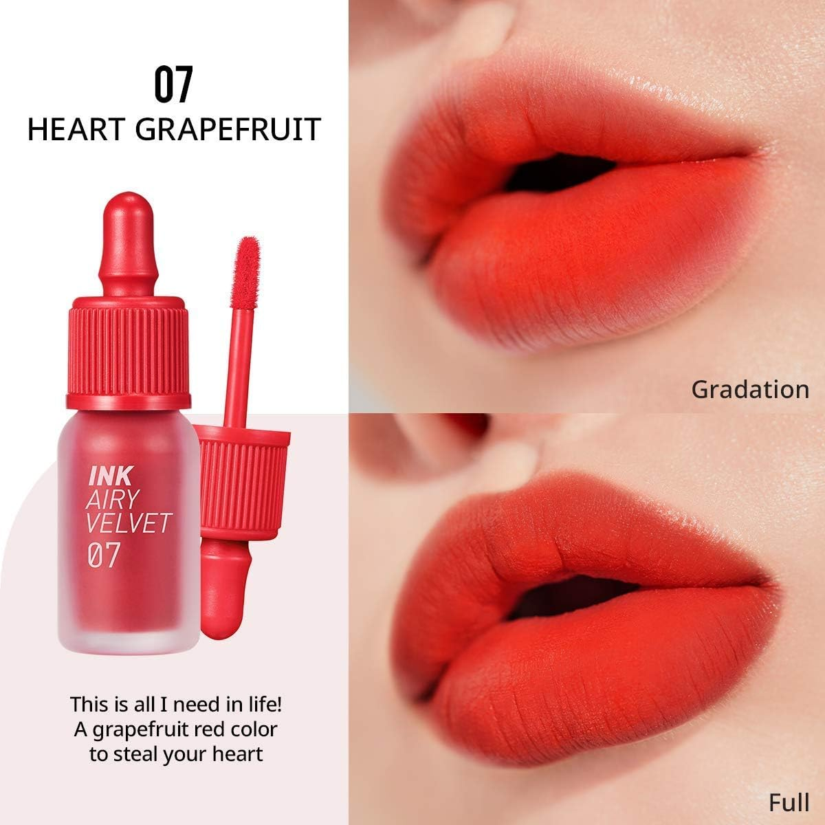 Peripera Ink Airy Velvet #7 Heart Grapefruit, (#07 Heart Grapefruit)