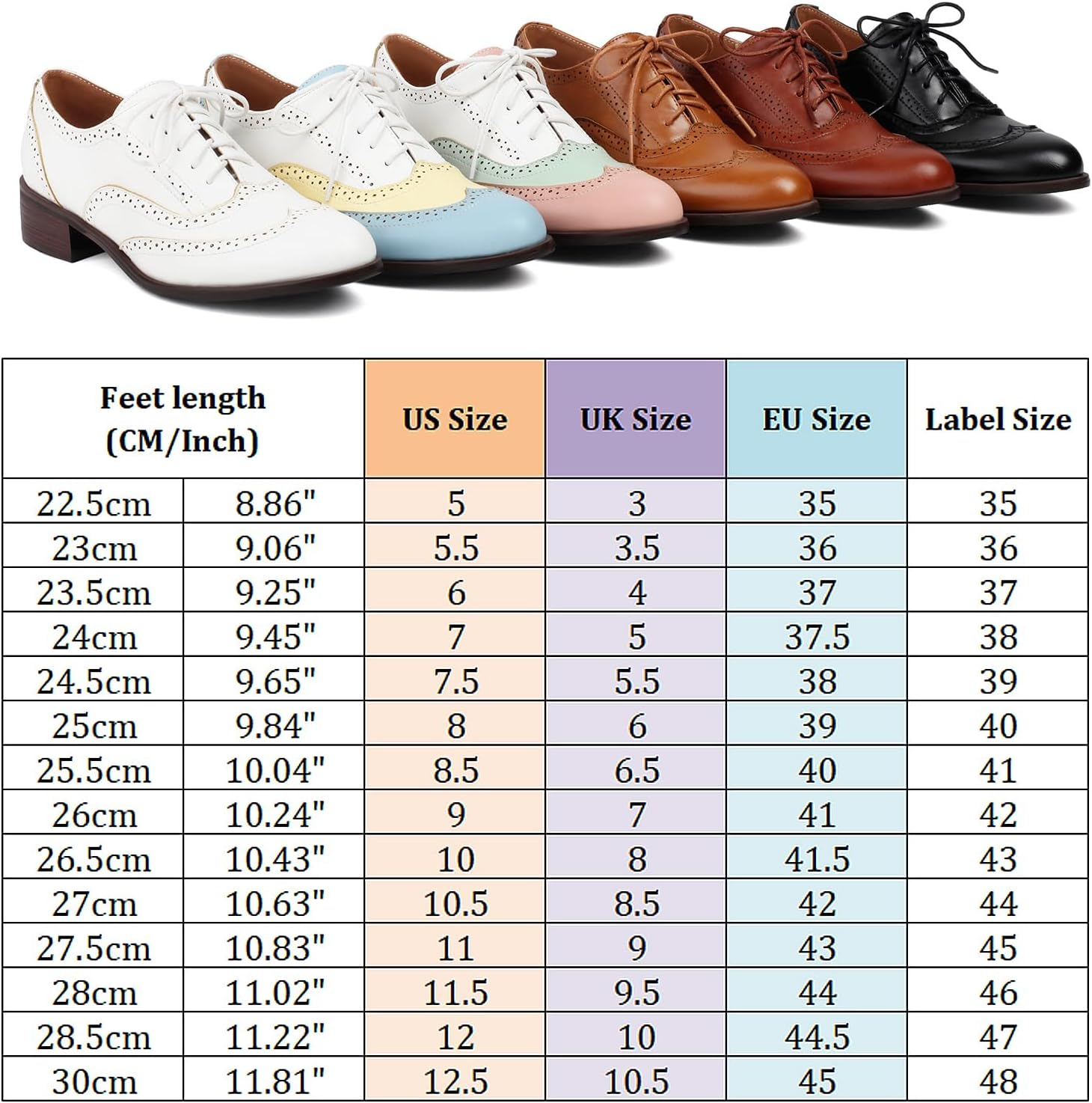 Galindopia Unisex Oxford Shoes Women Two Tone Perforated Wingtip Brogue image number 5