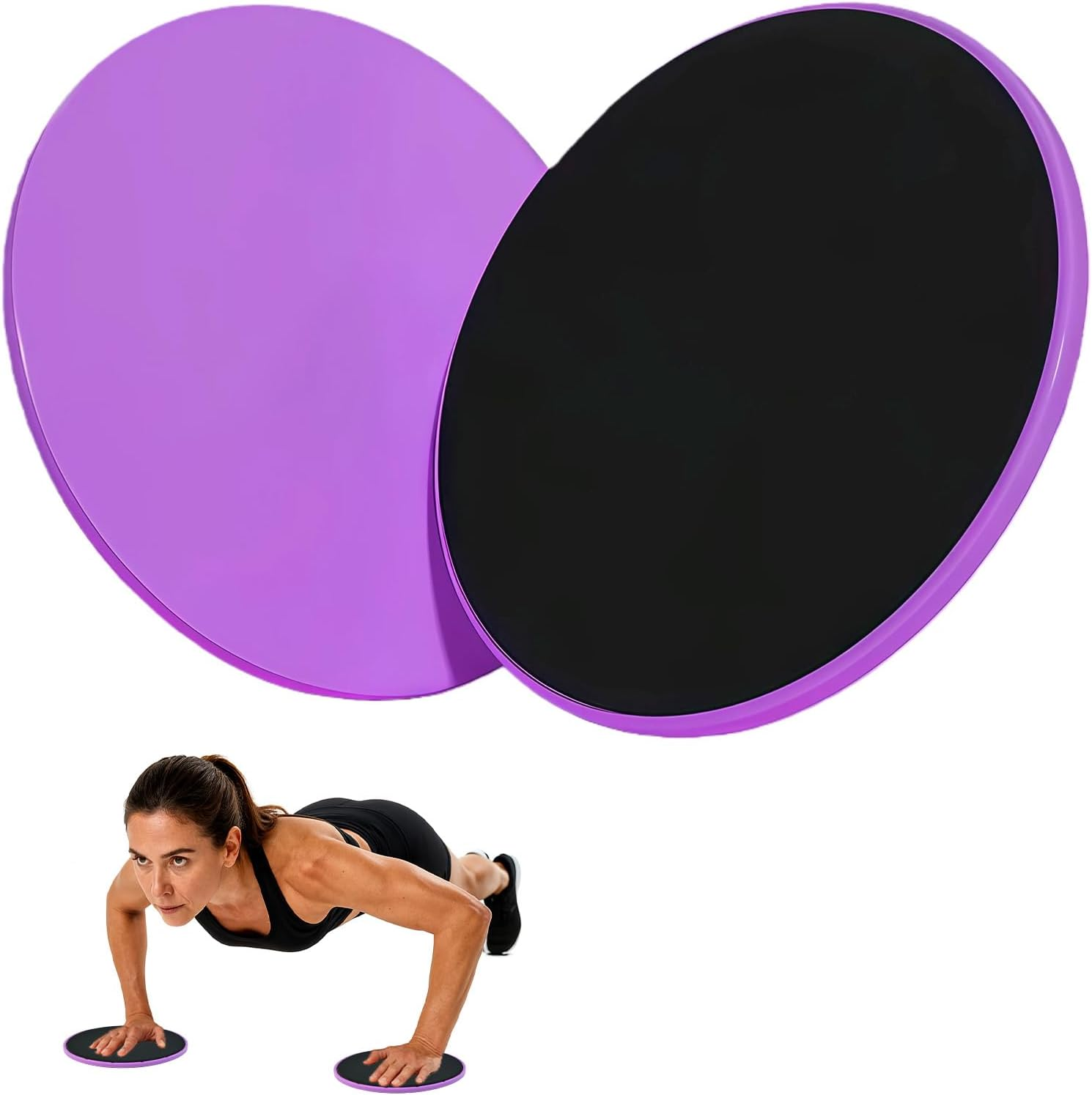 Havenease-2-Pack Pilates Ring Fitness Sliders, 7-Inch Dual-Surface Core Exercise Equipment for Home Gym Workouts, Low-Impact Portable Exercise Discs for Carpet and Hardwood Floors image number 2