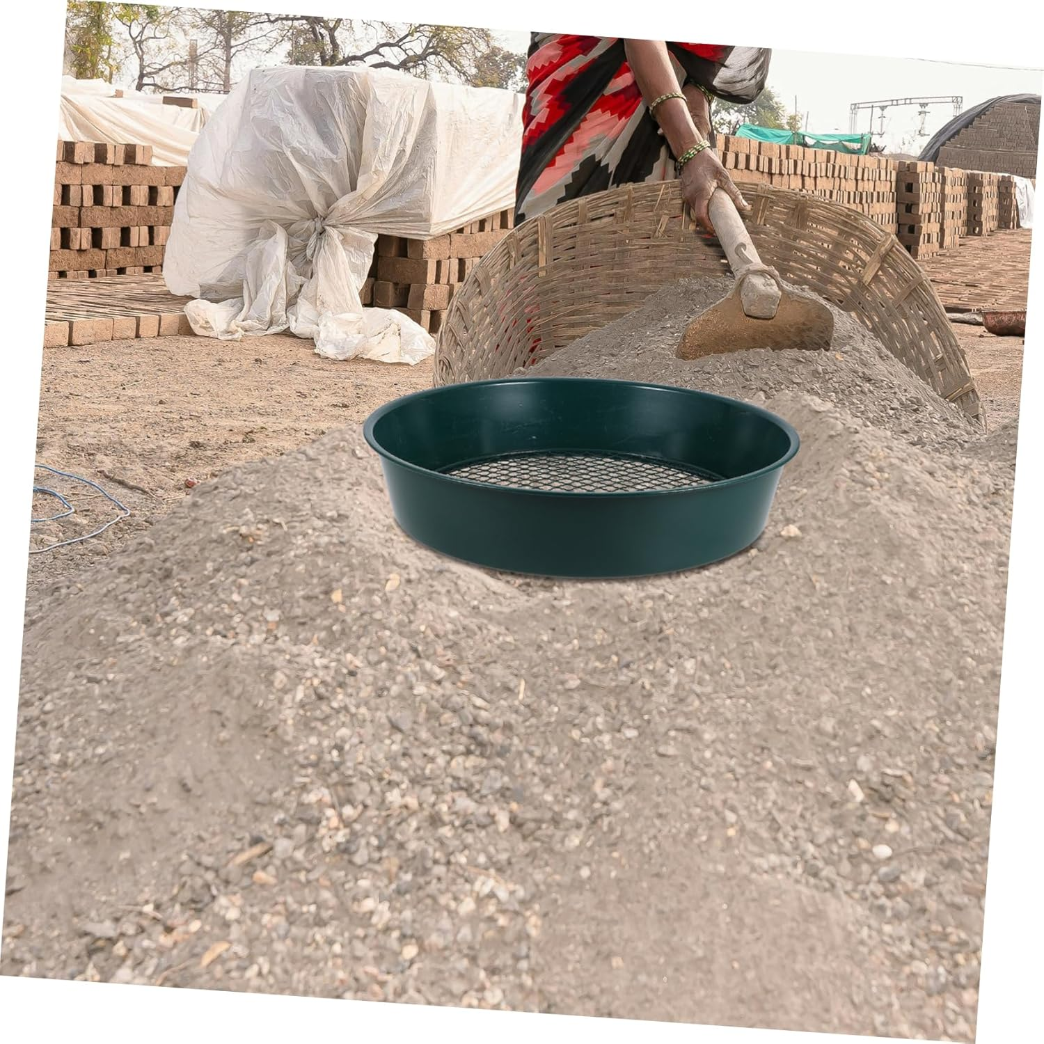 Sosoport Garden Soil Sifter Replaceable Mesh Metal Sieve for Soil Sifting Rocks Sieve Manual Garden Supplies