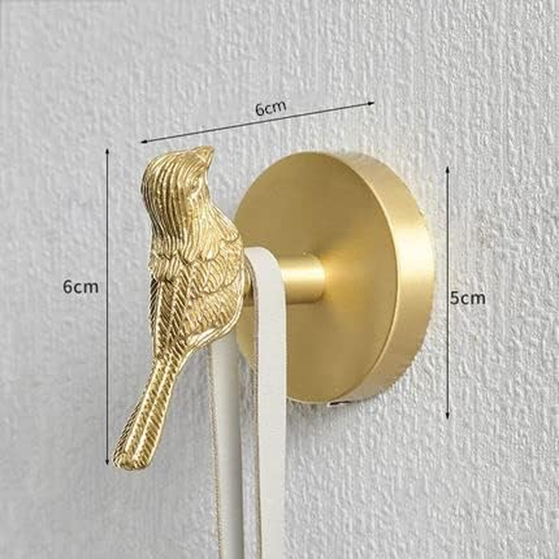 Jfwuhap Hwrtyeg Bird Shape Hooks - 1 Pcs Brass Towel Robe Hooks, No Drill Wall Mount, Stainless Steel & Brushed Brass Finish, Ideal for Bathroom & Kitchen