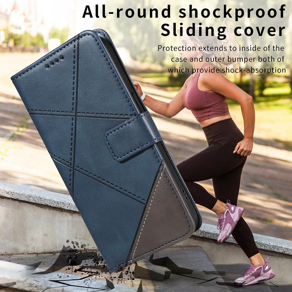 XINNI Phone Case for Samsung Galaxy A31, PU/TPU Flip Leather Shockproof Cover Magnetic Book Style Wallet, Blue