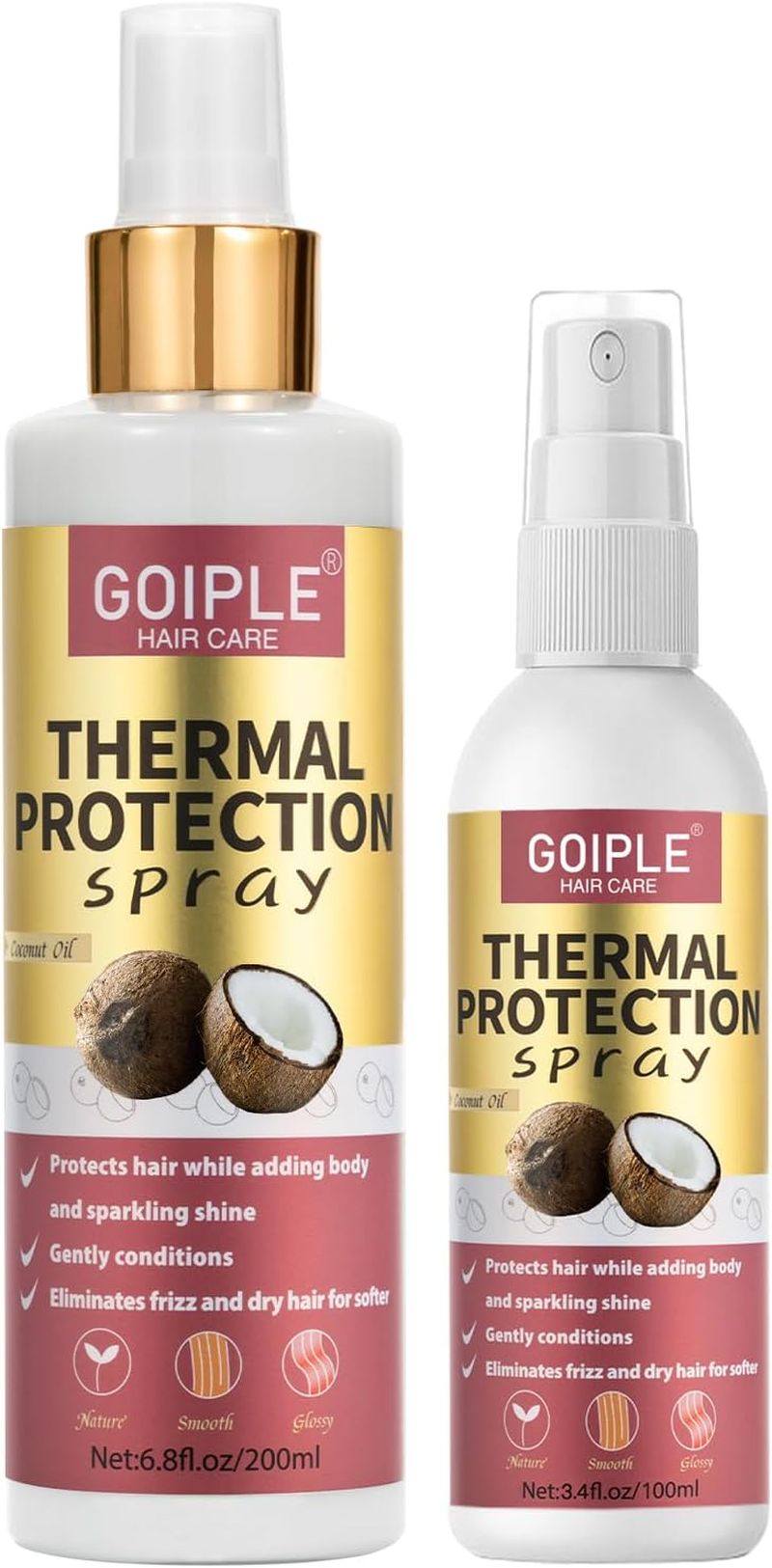 2 X Coconut Heat Protection Spray Thermal Protection for Hair Travel Size Paraben and Dye Free Treatment image number 1