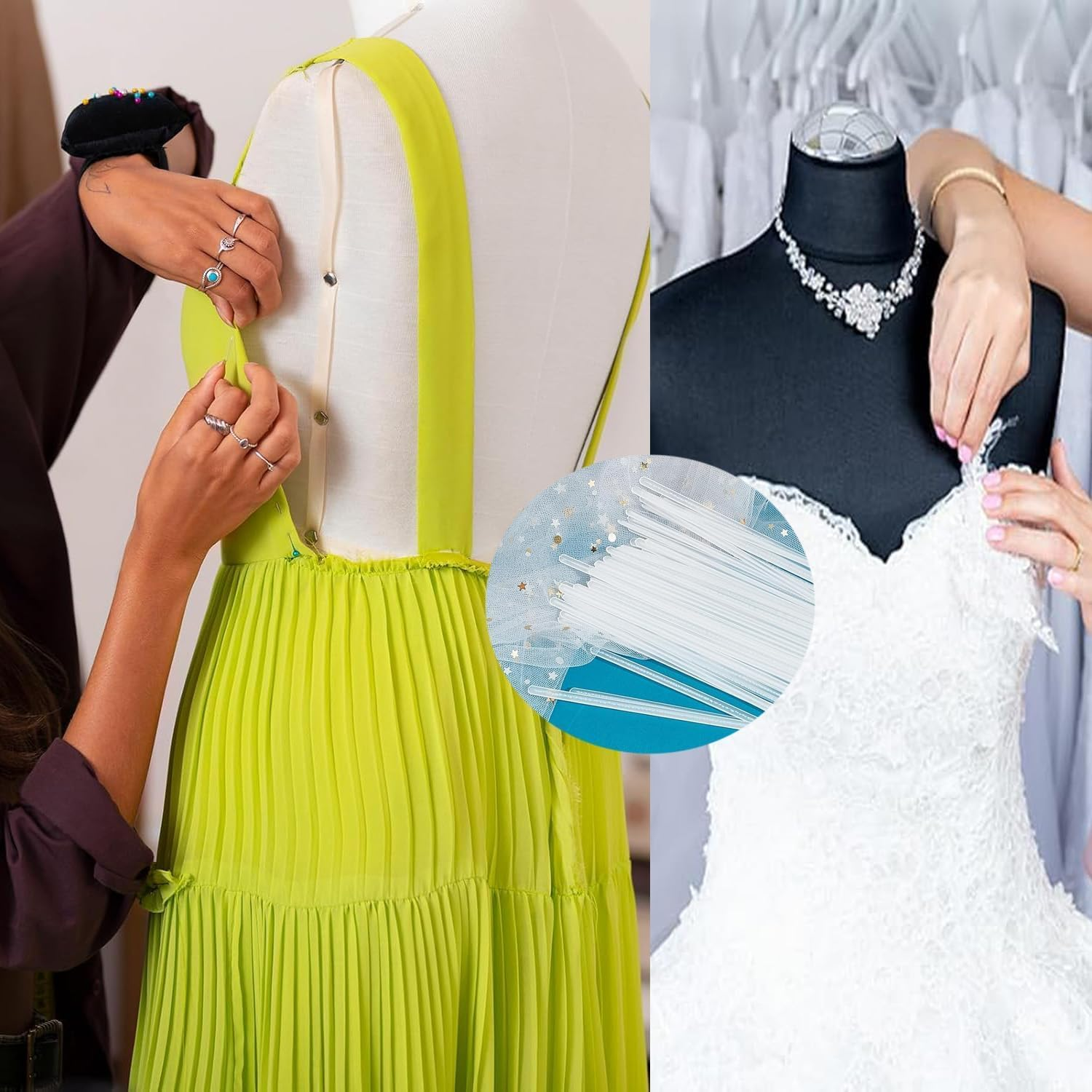 60Pcs Transparent Plastic Boning for Corset, Costume, Bra Underwires and Wedding Dress DIY image number 5