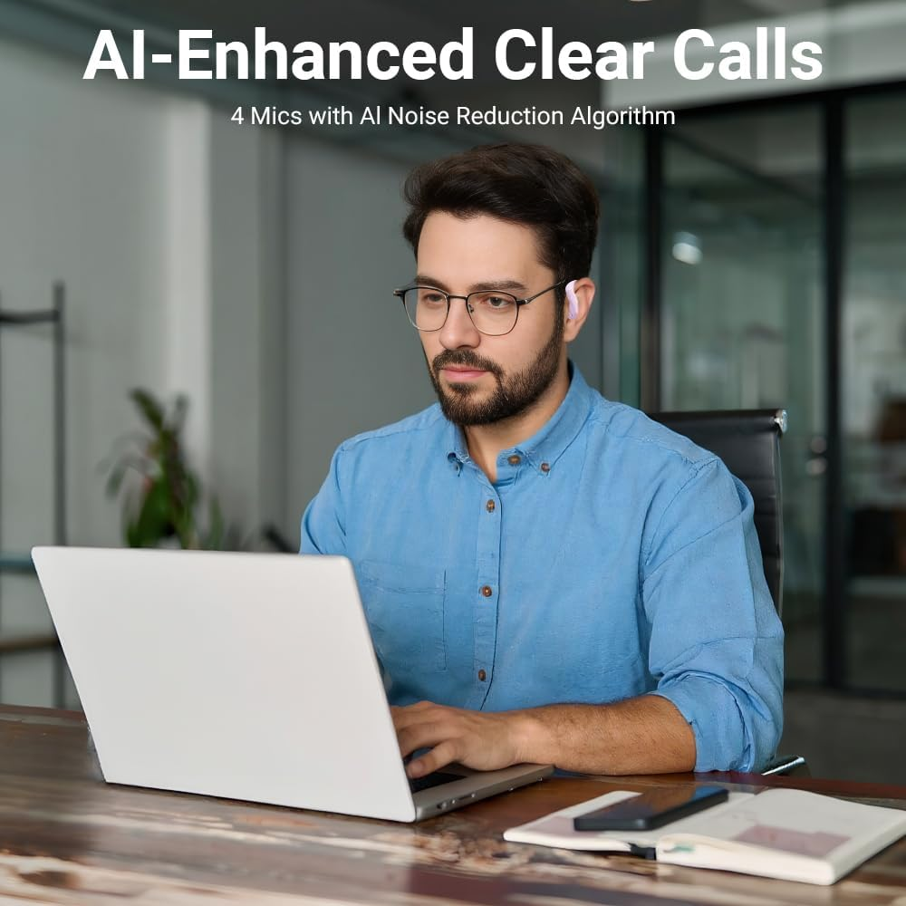 Open Ear Headphones Sport Ear-Buds,Wireless Earbuds Bluetooth Ear Buds in Ear Headphones with Earhooks, Stereo Deep Bass,Lightweight Inear Earphones with Mic for Iphone Android Phone image number 1