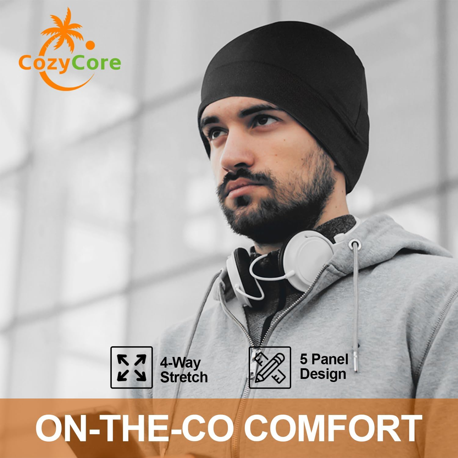 COZY CORE Men'S Skull Cap,Beanie Running Hat,100% Authentic,Comfortable,Limited Edition Black,One Size AA image number 3