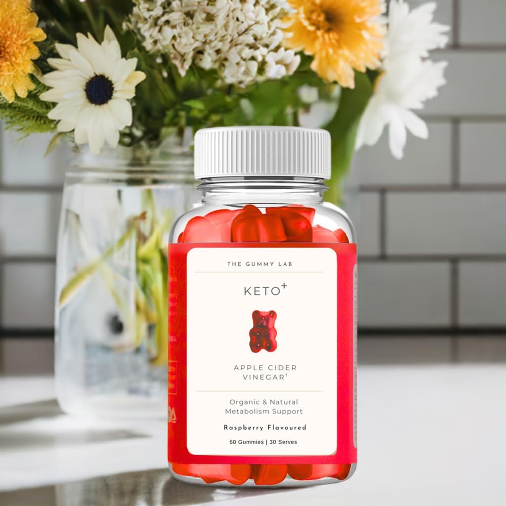 Keto+ Support Gummies 1000Mg Apple Cider Vinegar, Raspberry Flavour, 60 Gummies, Supports Ketosis, Metabolism & Energy with ACV, Folate and Vitamin B2. Vegan, Natural & Organic. image number 2