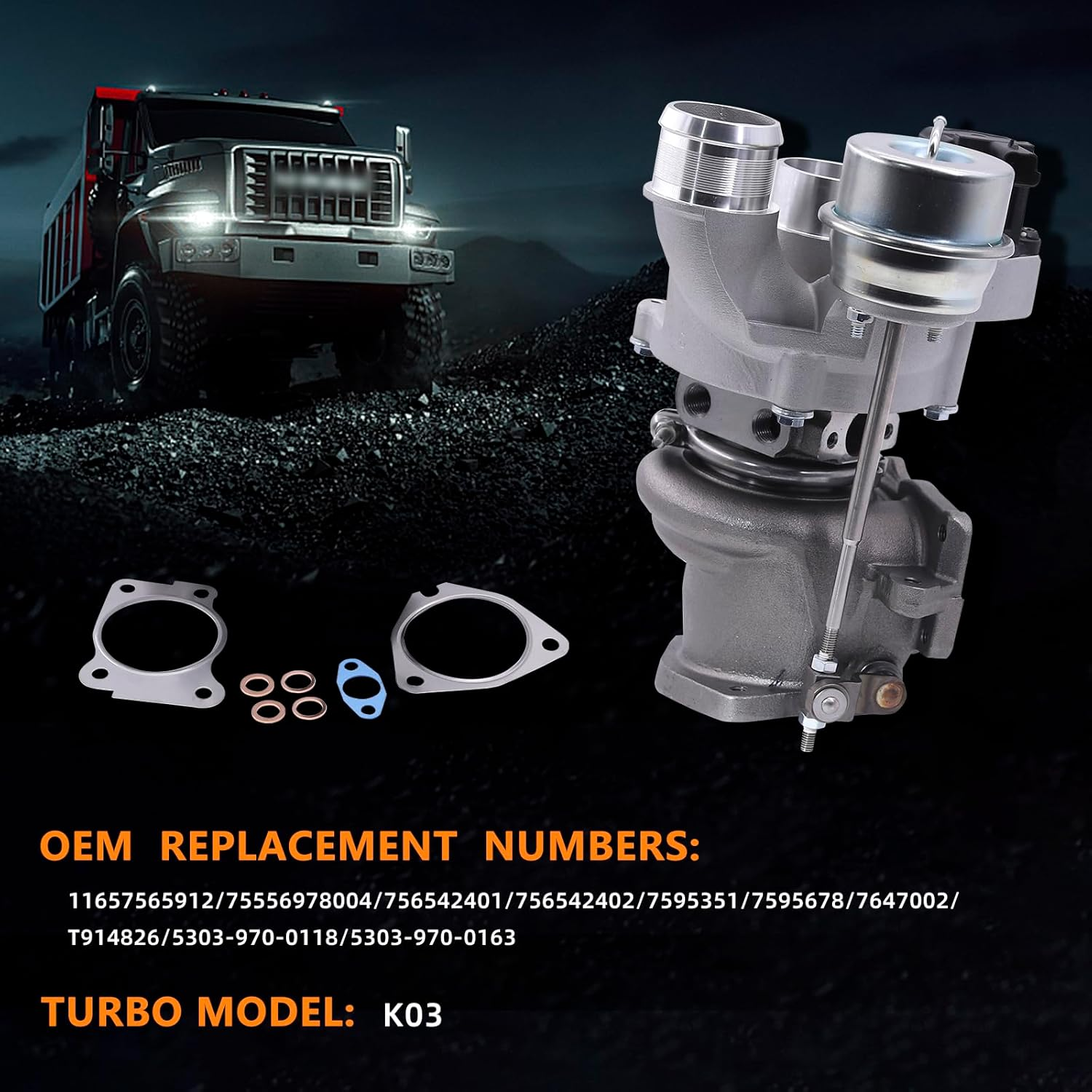 K03 Turbo Turbocharger Compatible with Mini Cooper S R55 R56 R57 R58 R59 R60 R61 Clubman 1.6; Compatible with EP6 DTS, EP6 CDTS, EP6 CDT Engine Versions Type image number 3