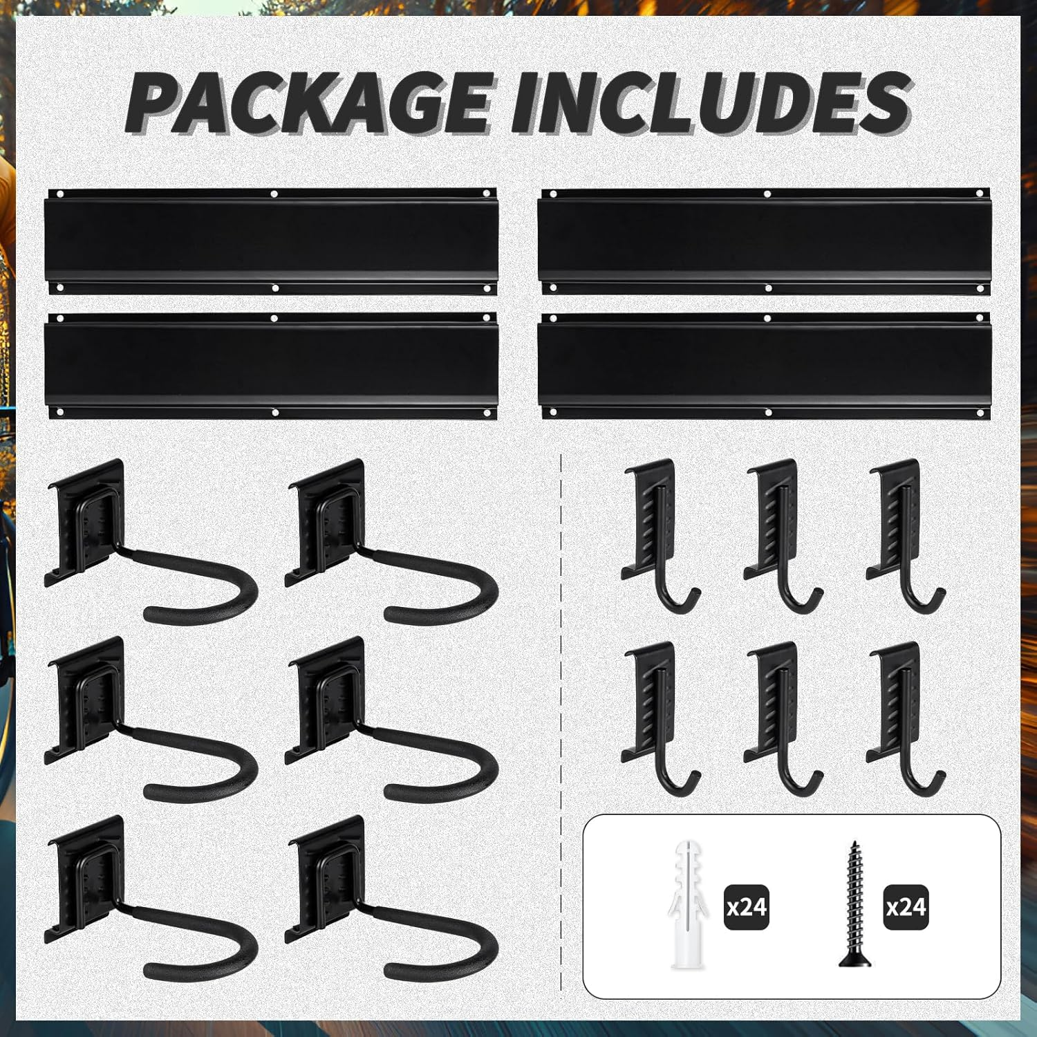 PYBTOOL Bike Storage Rack, Garage Bike Rack Wall Mount, 6 Bike Racks and 6 Helmets Hooks, Max Capacity 600Lbs, 64-Inch