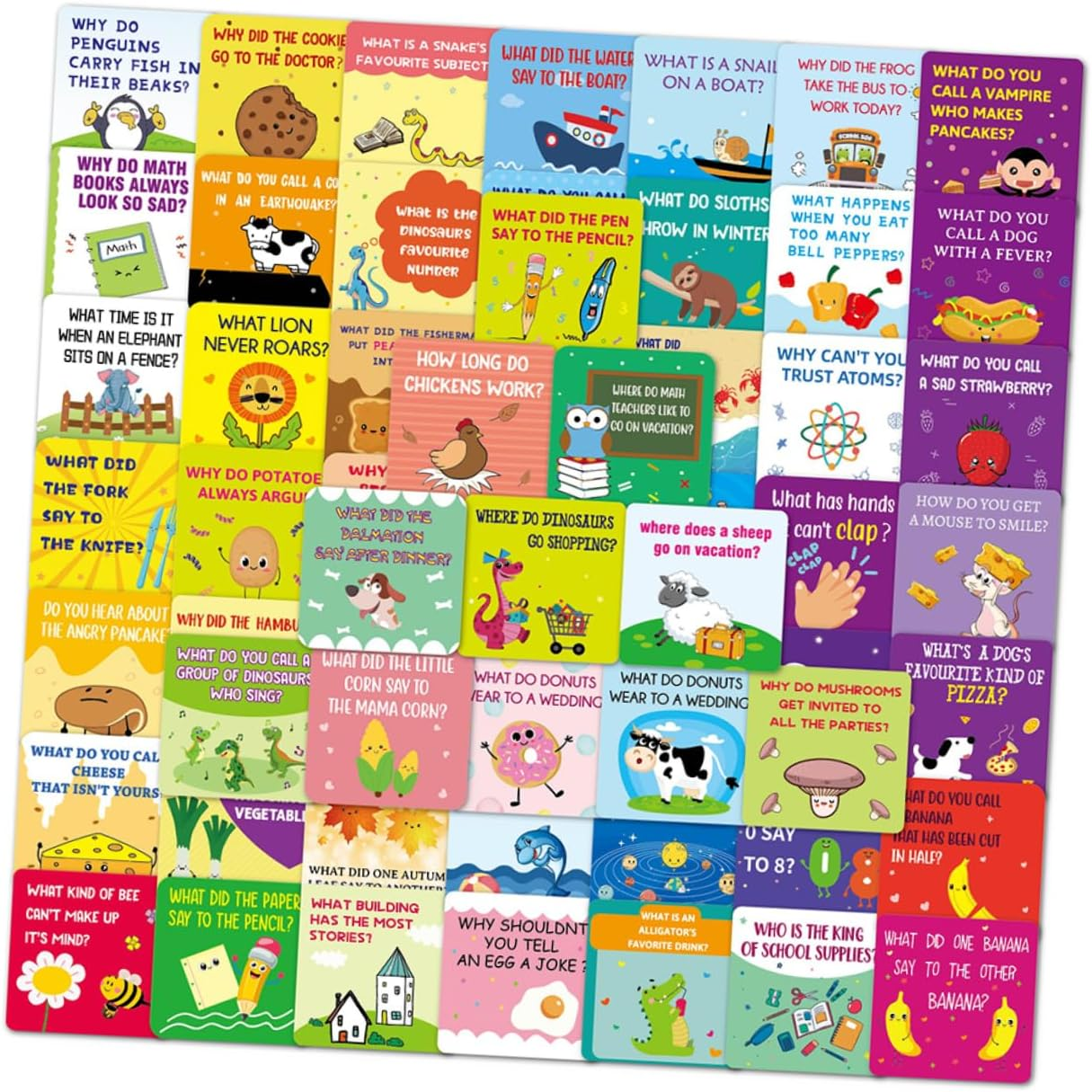 60Pcs Notes for Kids Cartoon Joke Cards for School Lunch Boxes Fun Motivational and Inspirational Lunch Box Cards for Parties and Picnics image number 3