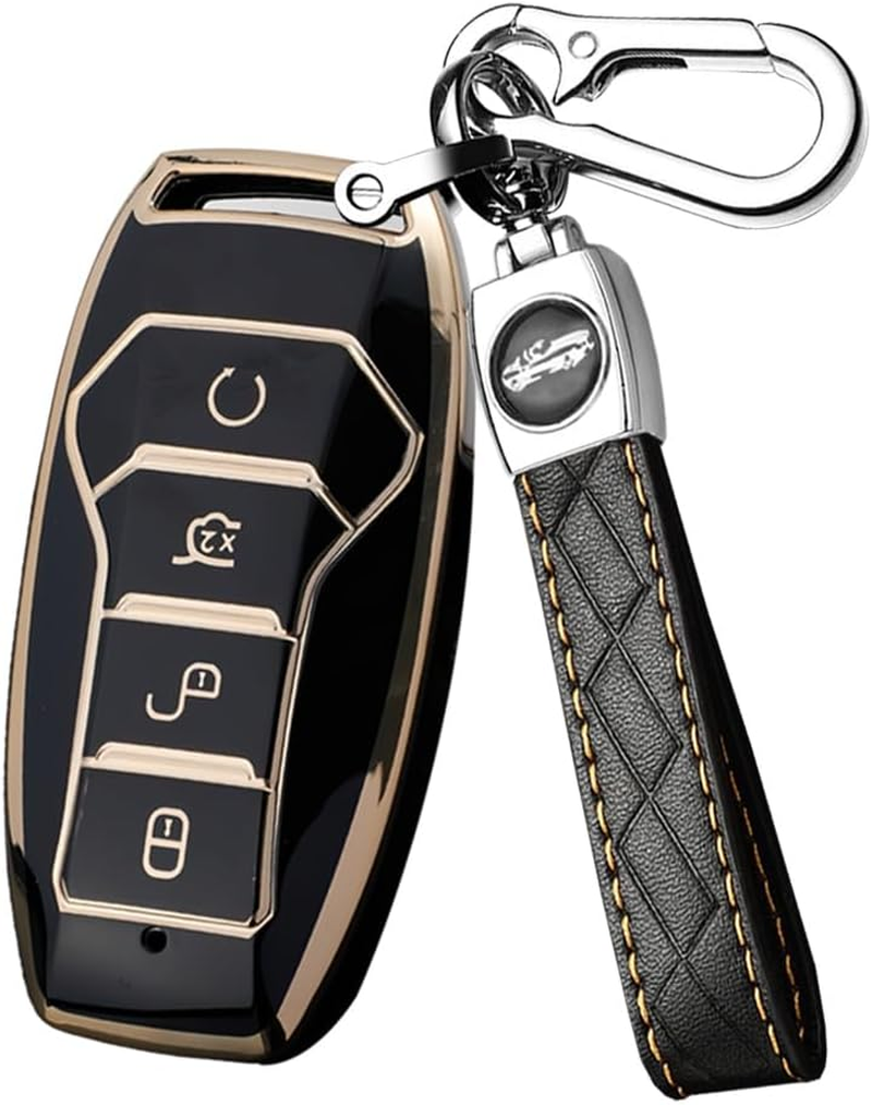 Ontto TPU Car Key Fob Cover Keyring Fit for BYD Han EV Key Case Qin Plusdmi Song Pro Tang Dolphin E9 Seal Smart Key Case Key Holder Key Shell Bag Keychain Protection Auto Accessories 4 Buttons Beige A