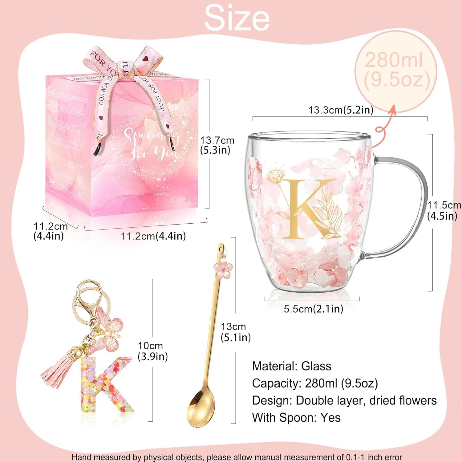 Gifts for Women Glass Coffee Mugs Unique Birthday Gifts for Women Her Ladies Espresso Tea Cups Personalised Friendship Wedding Gift Cute Double Walled Glass Mugs Christmas Pink Stuff Birde to Be Gift