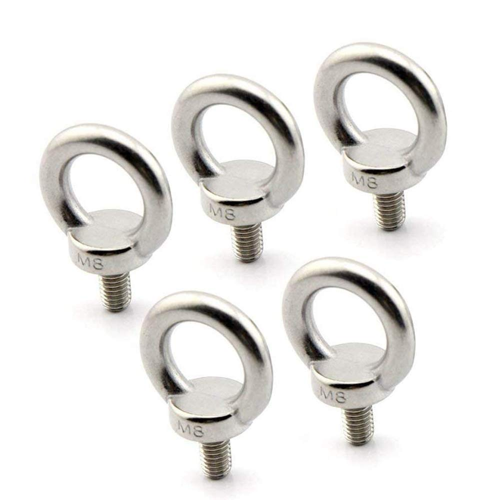 VOANZO Lifting Ring Eye Bolt M8 / 0.32" Marine Weight Lift Stainless Steel Male Thread Screws Bolts 5Pcs image number 6
