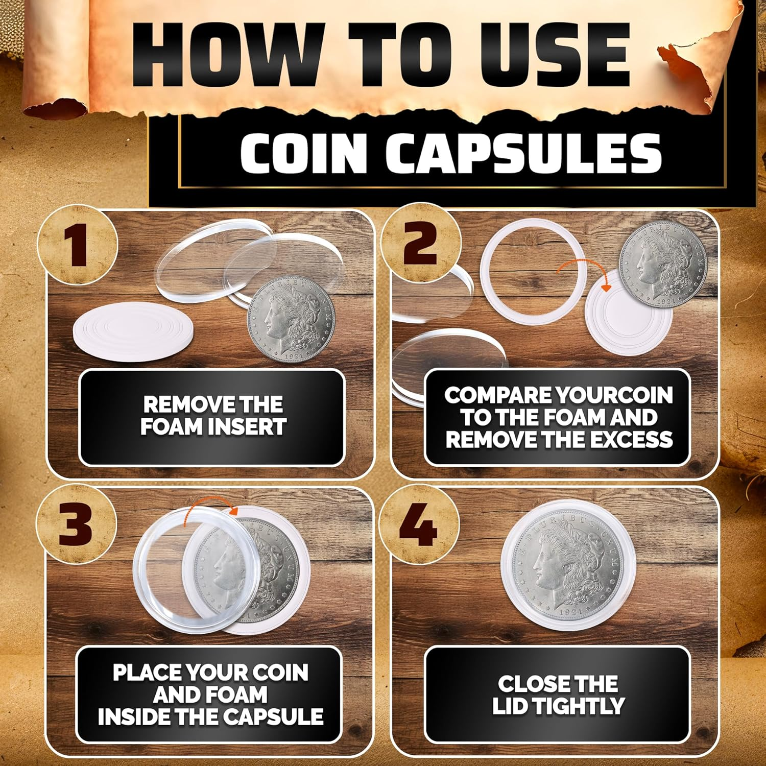 40 Mm Silver Coin Holder Coin Case Coin Capsules Storage Container with Storage Organizer Box for Coin Collection Supplies (60 Pieces) image number 3