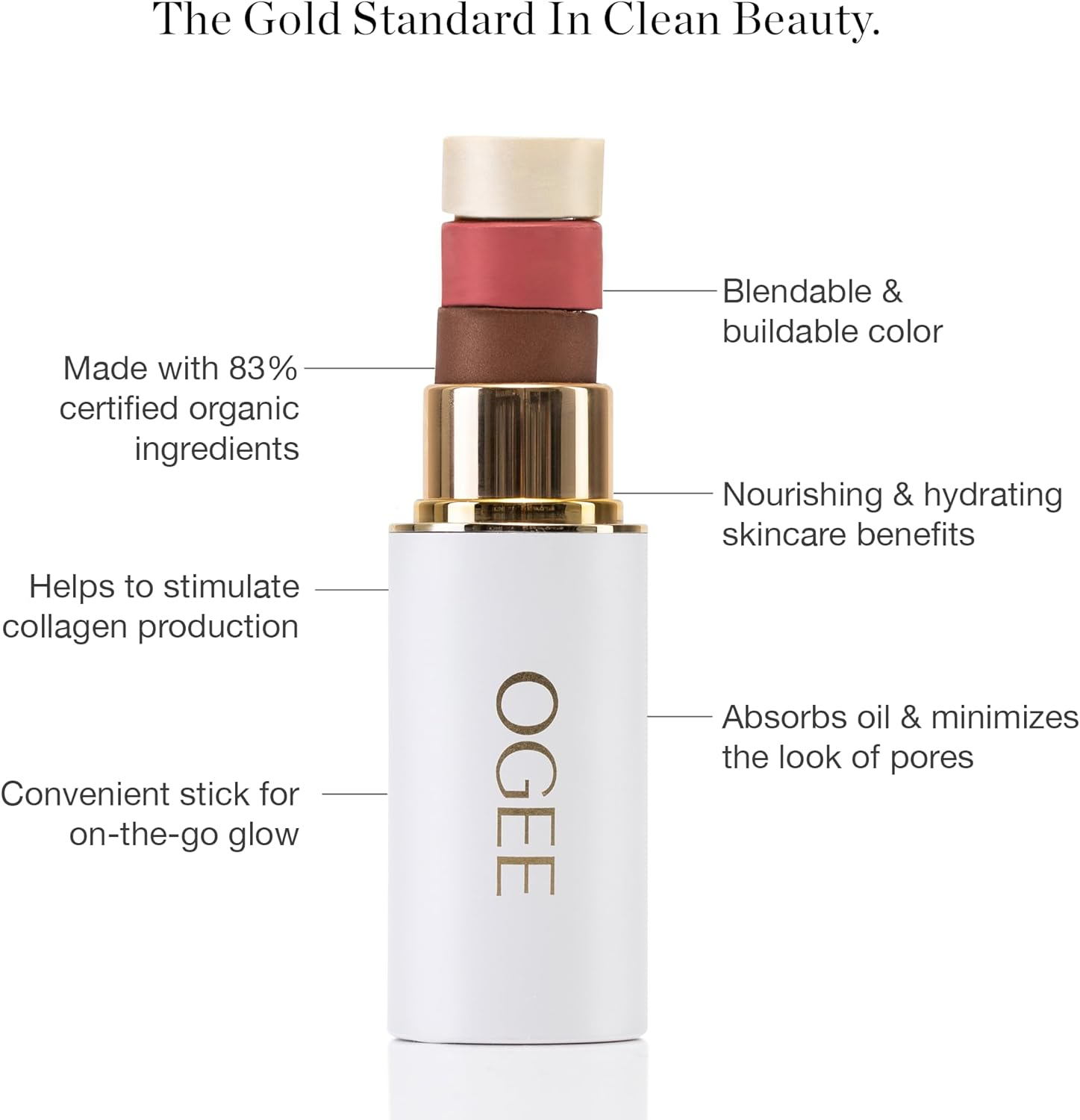 Ogee Face Crystal Collection Trio - Contour Makeup Collection - Certified Organic Palette - Includes Bronzer, Blush & Highlighter Sticks