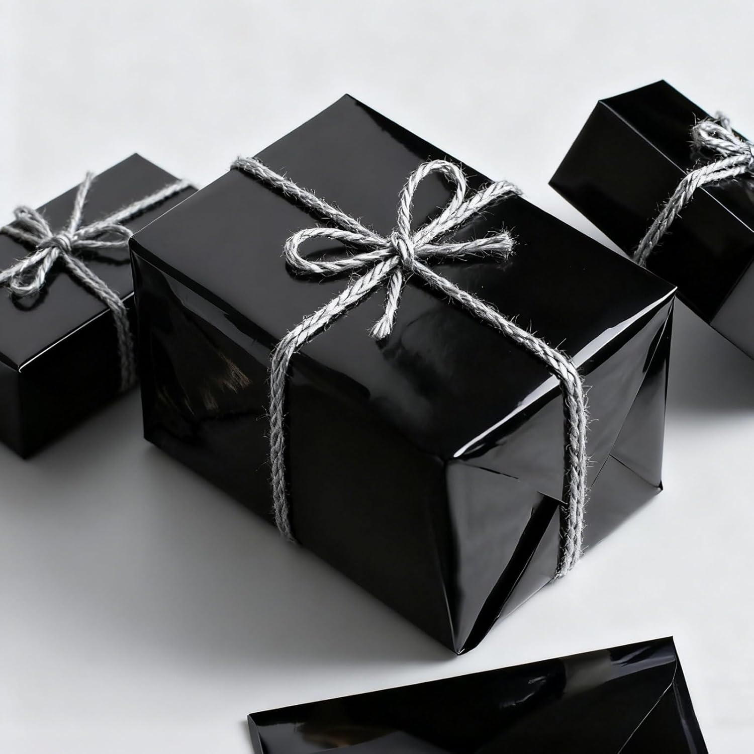 Matte Black Gift Wrapping Paper Roll, Solid Colour for Bouquet Wrapping, Wine Bottle Packaging, Graduation, Father&rsquo;S Day, Gift Boxes, Party Decoration, Men Wrapping Paper, 43Cm X 10M, Matte Black image number 1