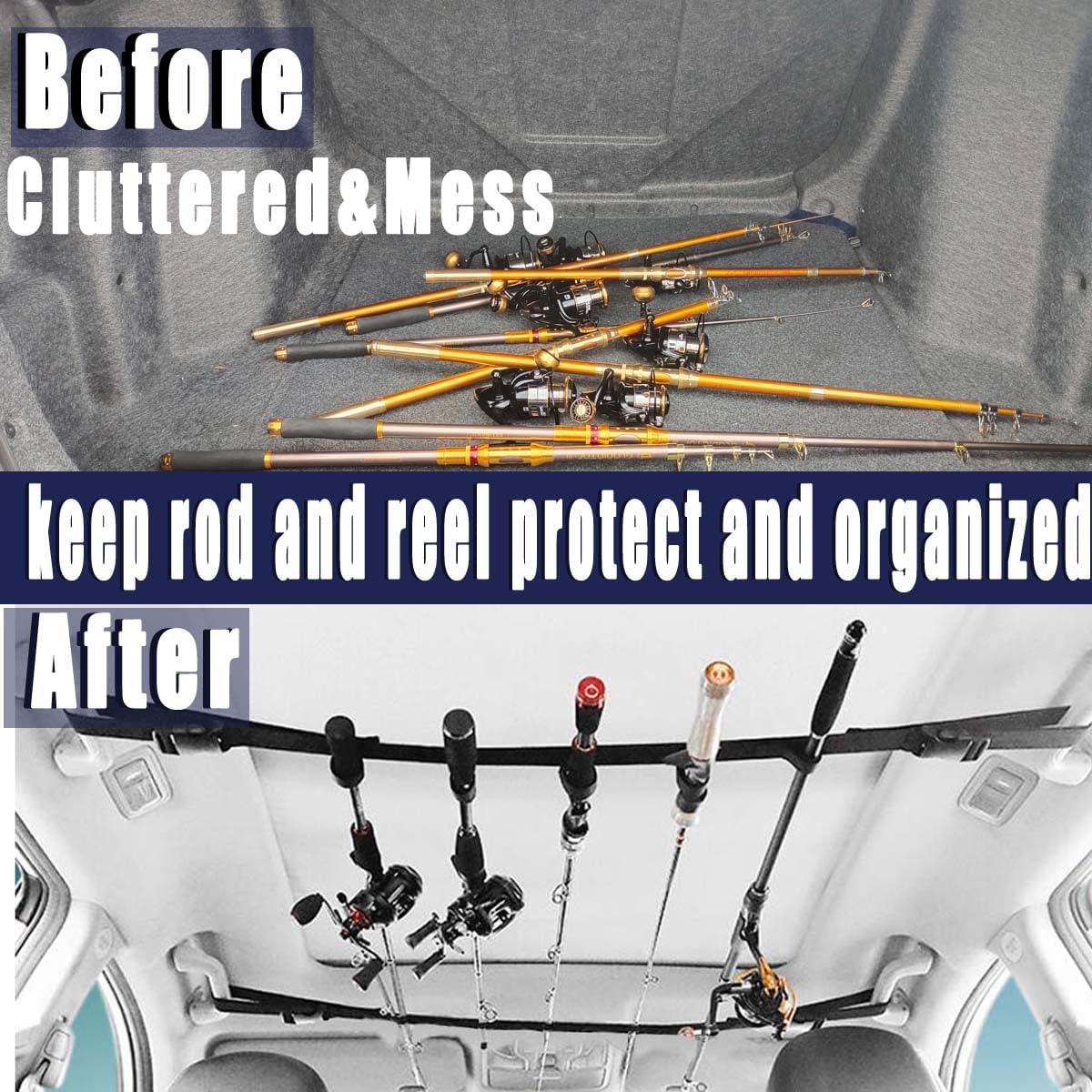 5 Rod Capacity Nylon Car Fishing Rod Carrier Heavy Duty Adjustable Fishing Pole Strap for Trucks Suvs Vans image number 1