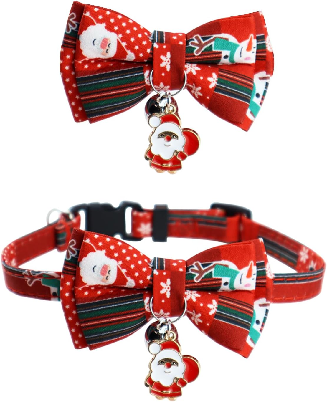 Christmas Dog Collar with Dog Bow Tie Removable Dog Collar Adjustable Dog Collar Christmas Cat Collar with Safety Clasp for Cats and Kittens (Red)