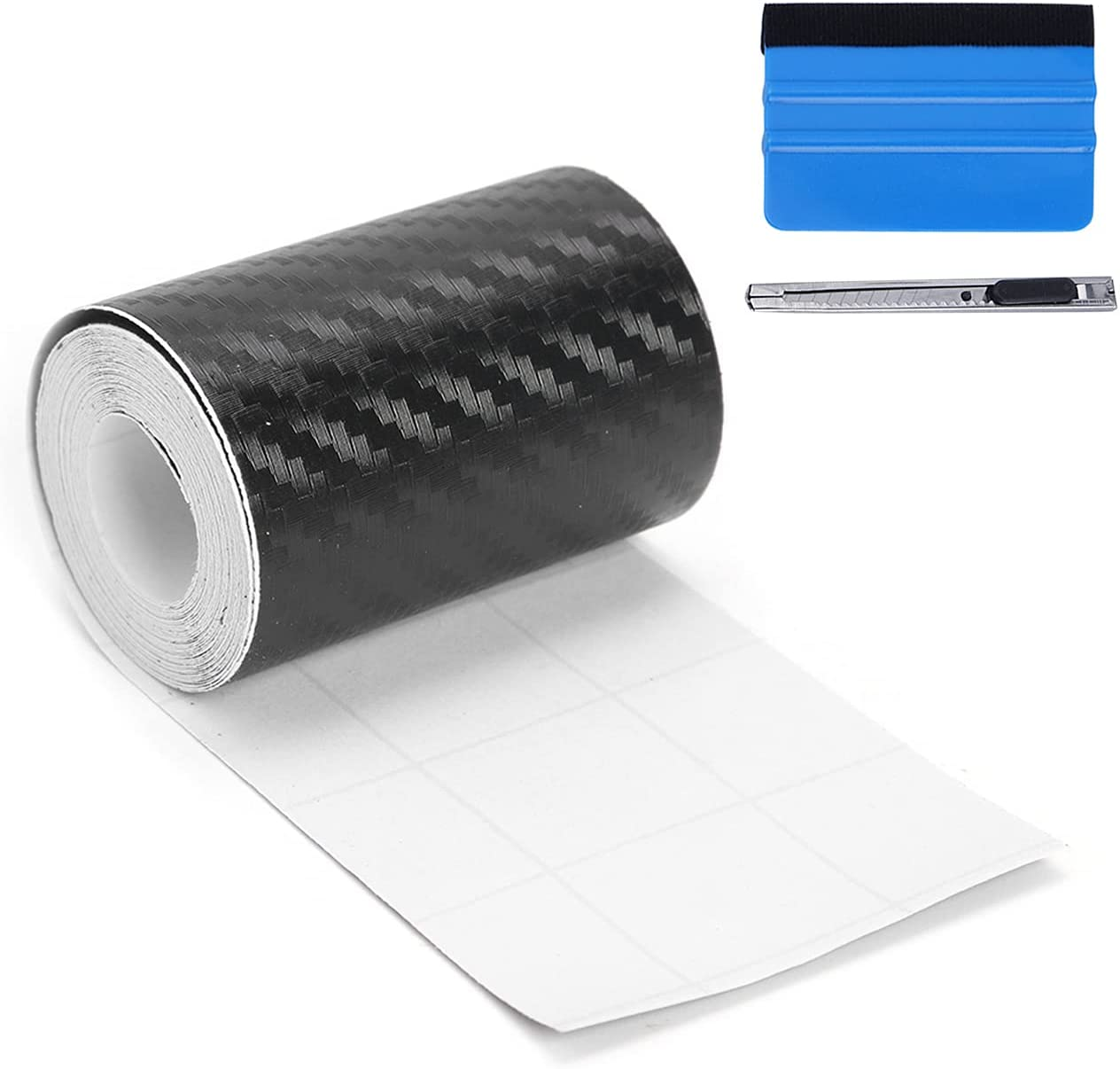 LZLRUN Free Tool Kit 3D Carbon Fiber Vinyl Tape for Black Out Chrome Delete Window Trim Door Trim Universal Chrome Black Dry Carbon Fiber Detailing Tape Overlay Wrap (1/4" X 30Ft) image number 2