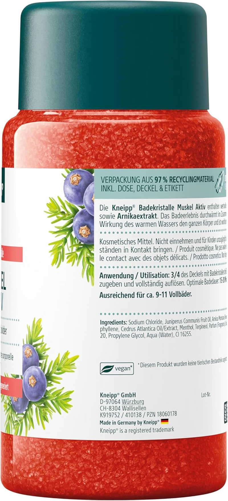 Kneipp Bath Crystals Sport Recovery &ndash; Valuable Essential Juniper, Winter Green & Rosemary Oil &ndash; Warming & Soothing for Muscles &ndash; 600 G image number 3