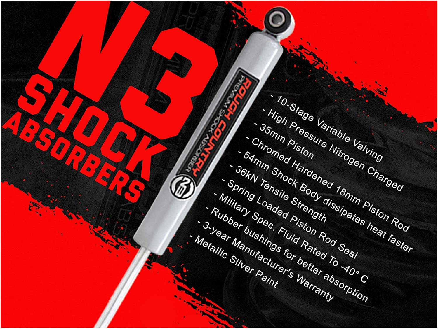 Rough Country N3 Front and Rear Shock Set for 84-01 Jeep XJ | 4.5" - 4SCJXJ45 image number 4