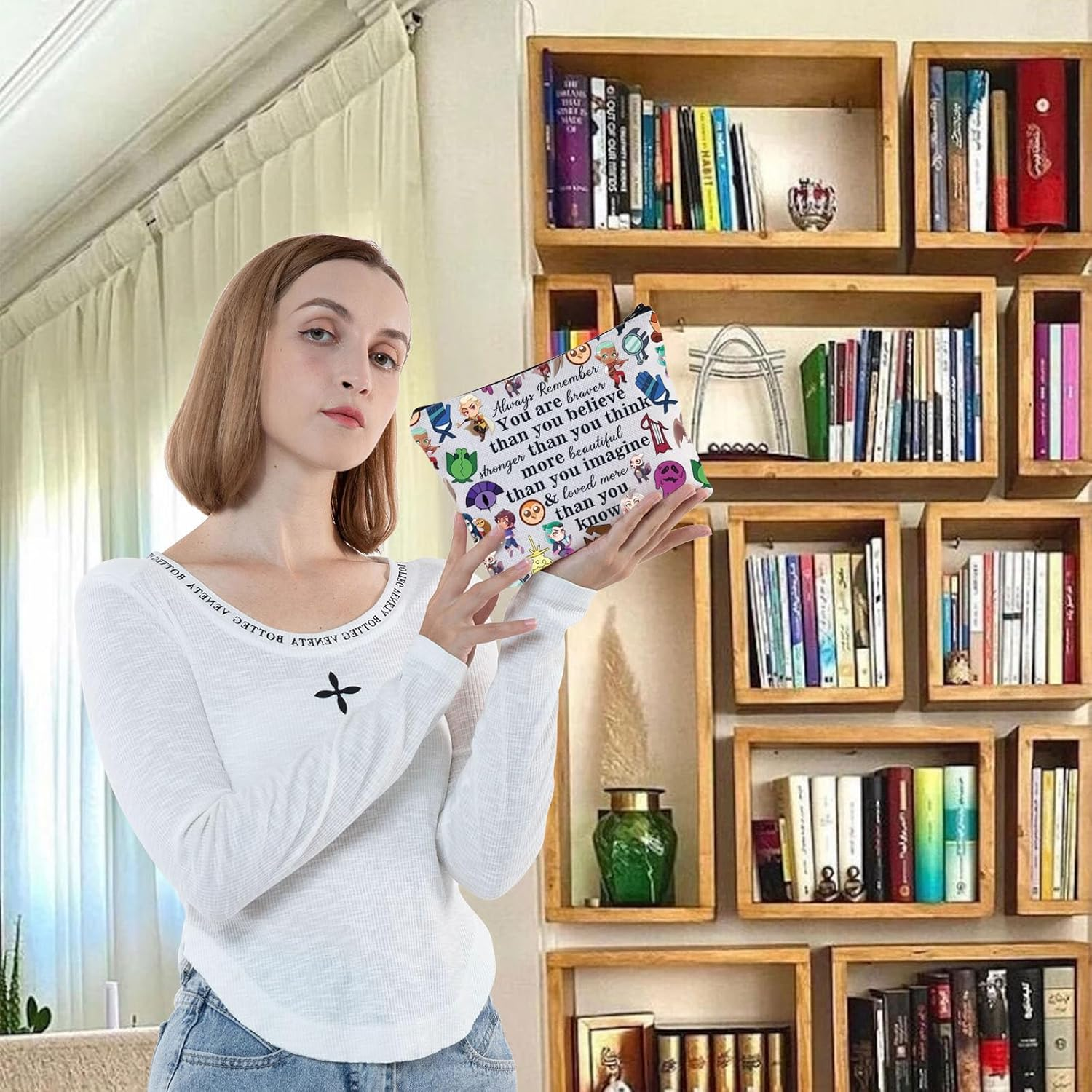 G2TUP Luz Noceda Cosmetic Bag Eda & Luz Fans Gift You Are Braver Stronger Beautiful than You Know Zipper Pouch Bag Amity Blight Merch, You Braver Owl H, 无 image number 1