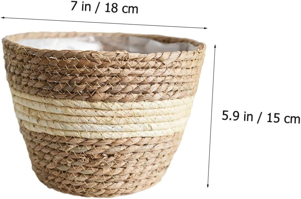OFFSCH Woven Flower Basket Handmade in Natural Straw for Pastoral Wedding Decorations and Garden Plant Arrangements Versatile Storage for Sewing Gardening Supplies image number 2