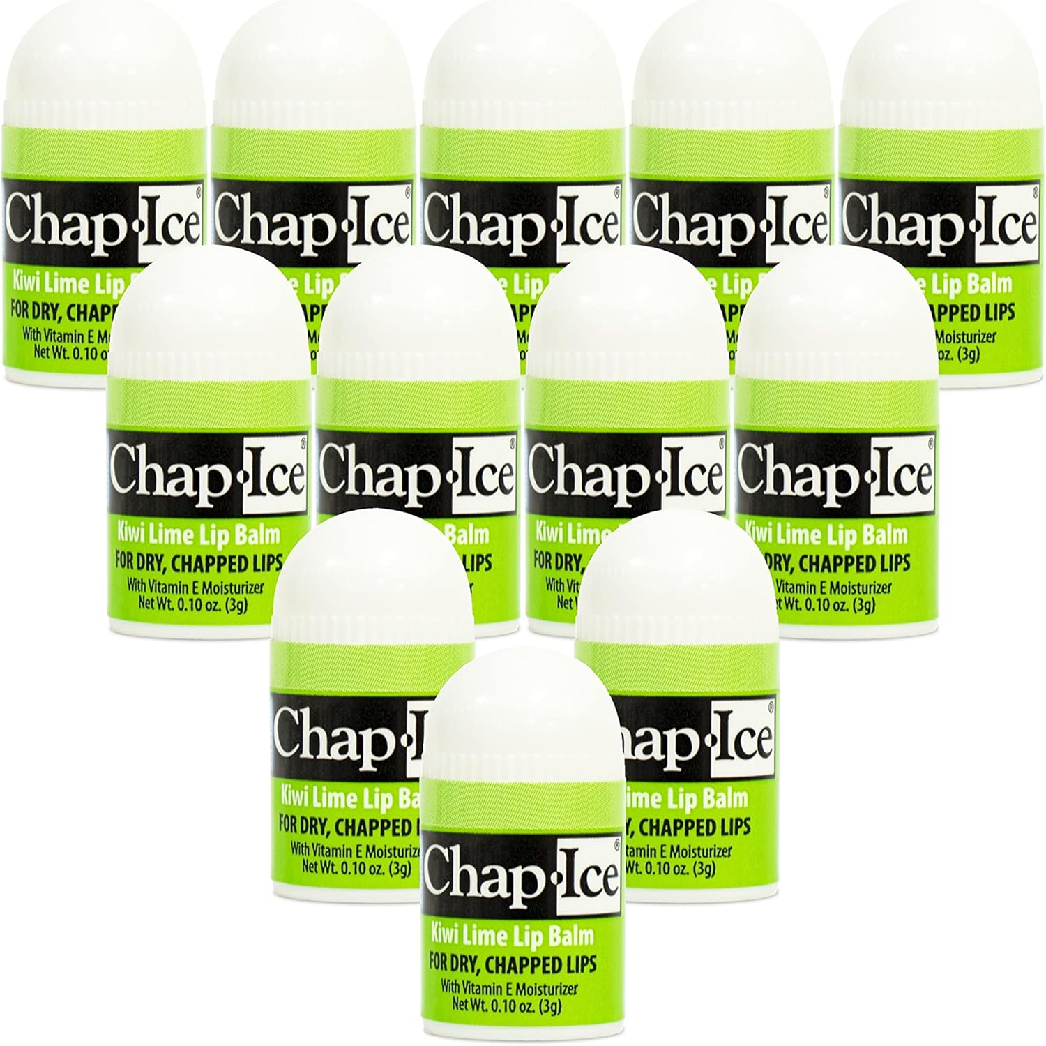 Chap-Ice 12-Count Mini Kiwi Lime Lip Balms Fortified with Vitamin E for Dry, Cracked Lips | Made in USA | 0.10Oz/3G Each image number 6