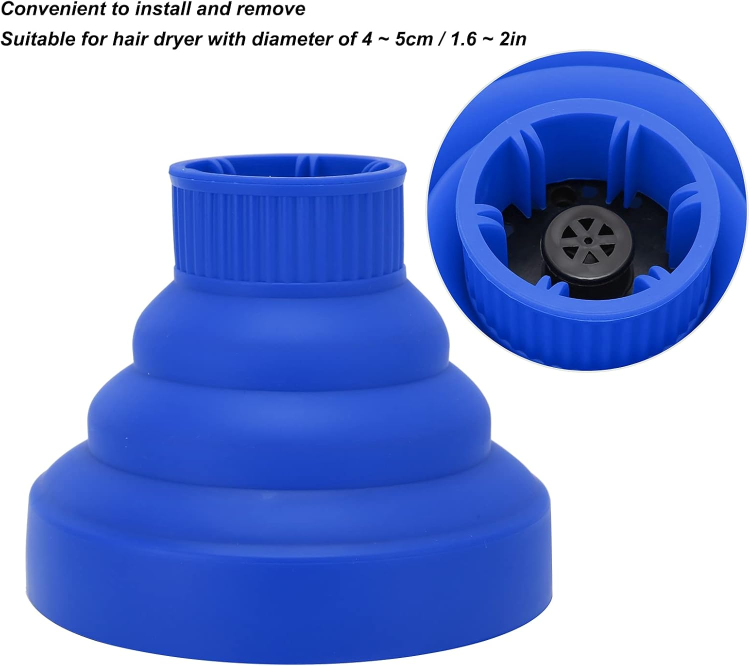 Diffuser Hair Dryer, Universal Diffuser Hair Dryer Attachment, Folding Universal Hair Dryer Diffuser, Portable Travel Folding Hair Dryer Diffuser (Blue) - Blue image number 5