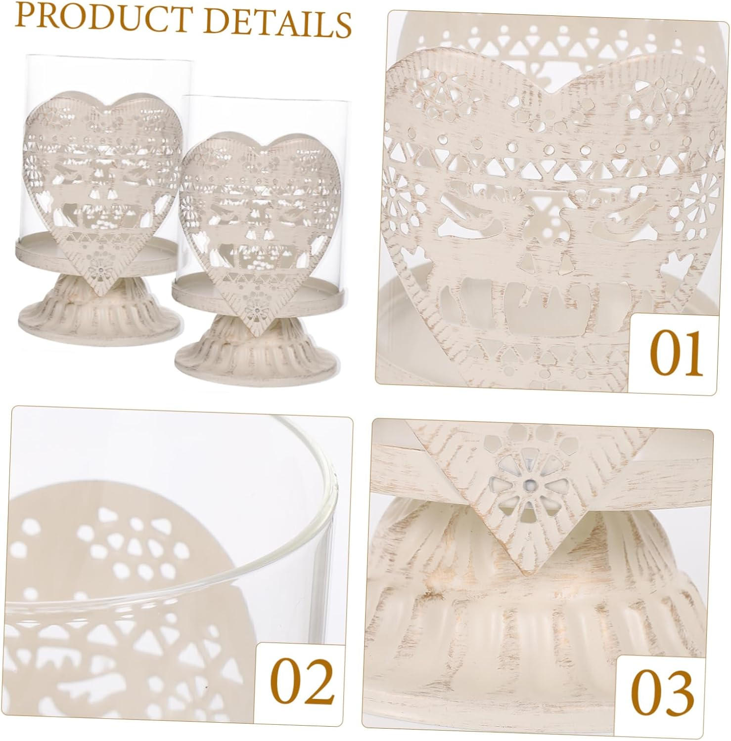 LABRIMP 2Pcs Iron and Glass Christmas Deer Ornaments Decorative Candleholder Festive Home Decor image number 4