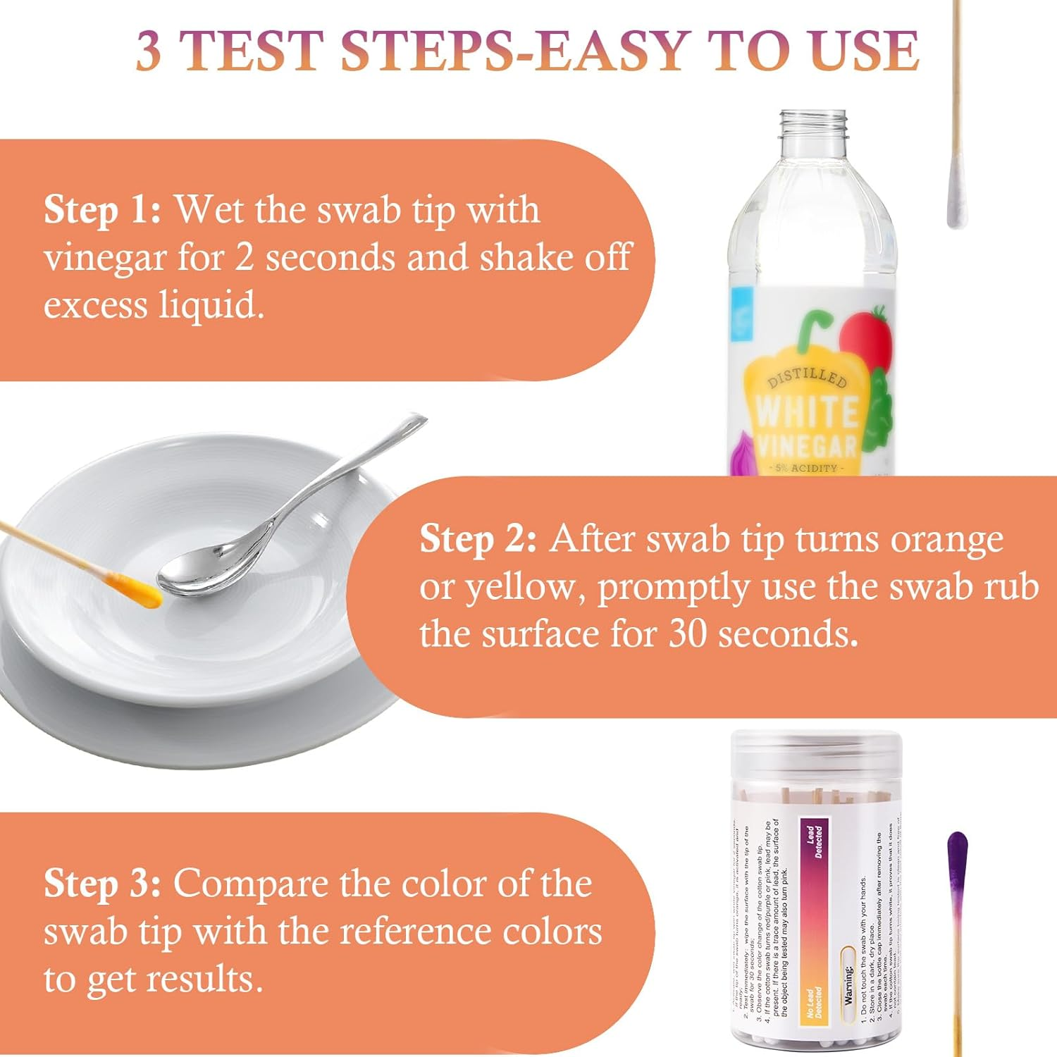 Dirvin Lead Test Kit, 30-Second Instant Results, Home Use Lead Paint Test Kit Suitable for All Painted Surfaces-Metal, Jewelry, Toys, Dishes, Ceramics, Wood (60 Pcs)