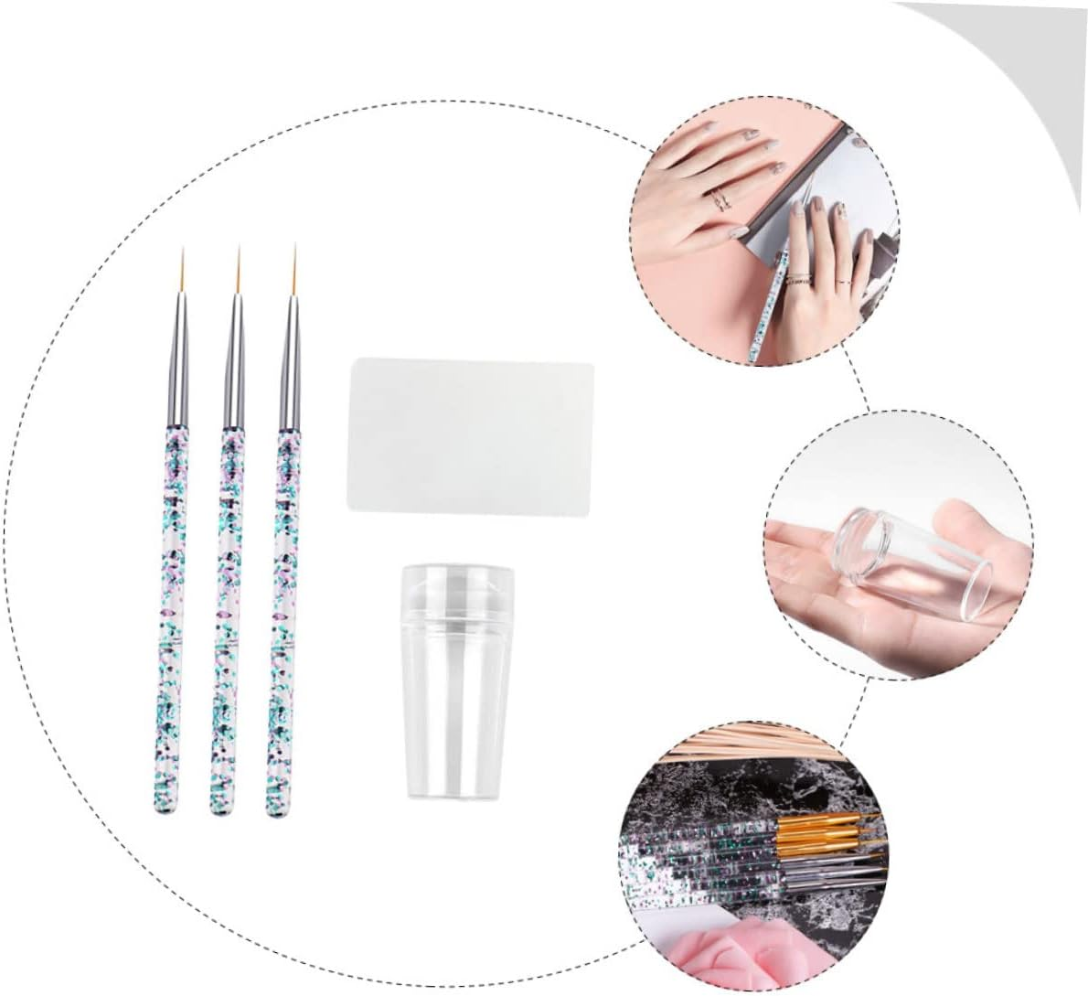 PENIKOKO Cosmetology Kit Nail Art Pen Nail Pull Pen Art Liner Manicure Kit Stamp Diy Tools image number 3